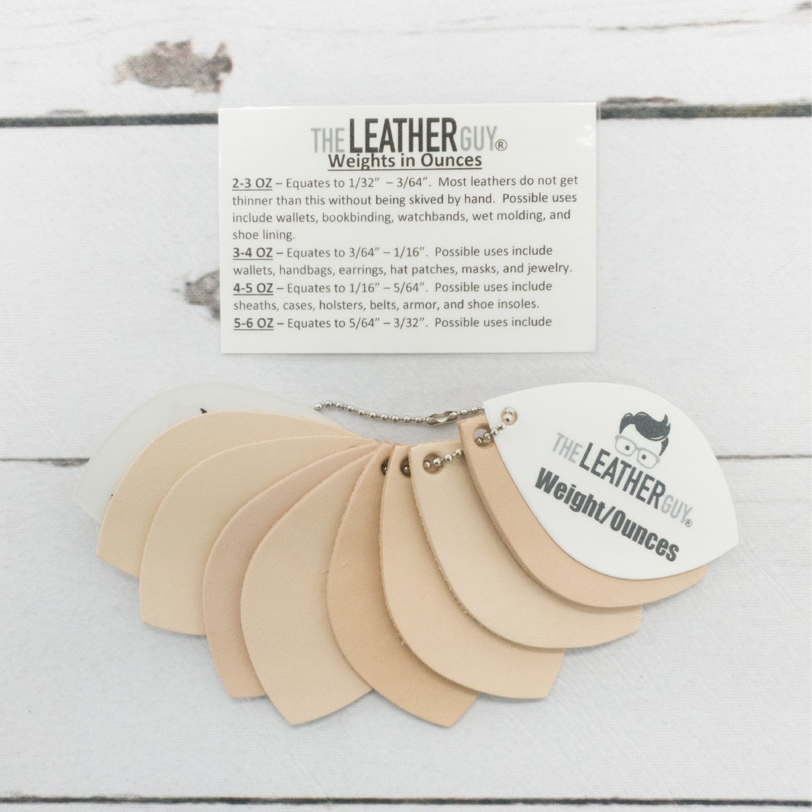 Leather Reference Sample Ring Beginner Information, Weights in Ounces | The Leather Guy