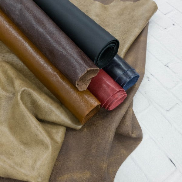Assorted Upholstery Leather Hides - B+ Grade - 2-3 oz Cowhide