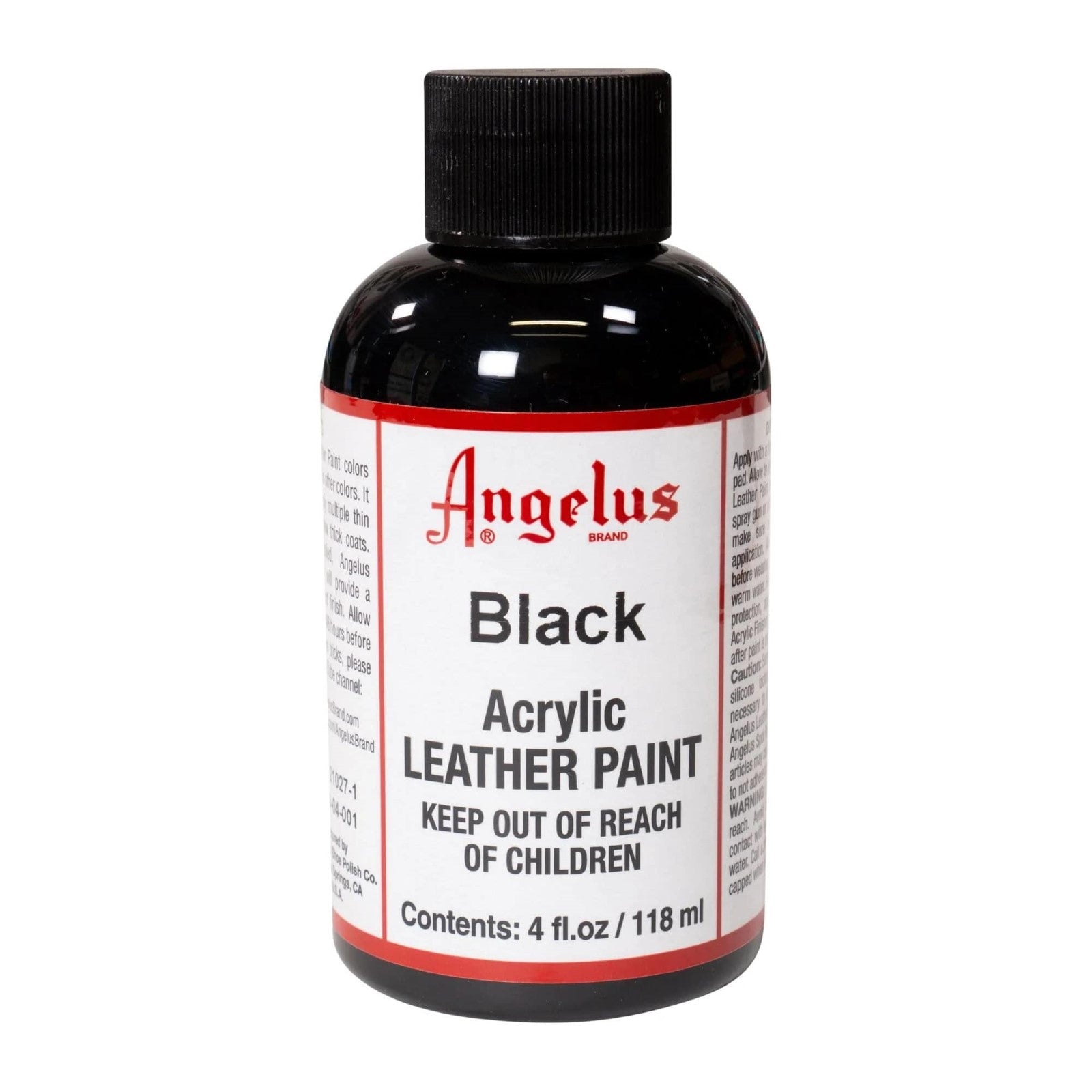 Angelus Acrylic Leather Paints, 1oz / 4oz, 4 oz / Black | The Leather Guy