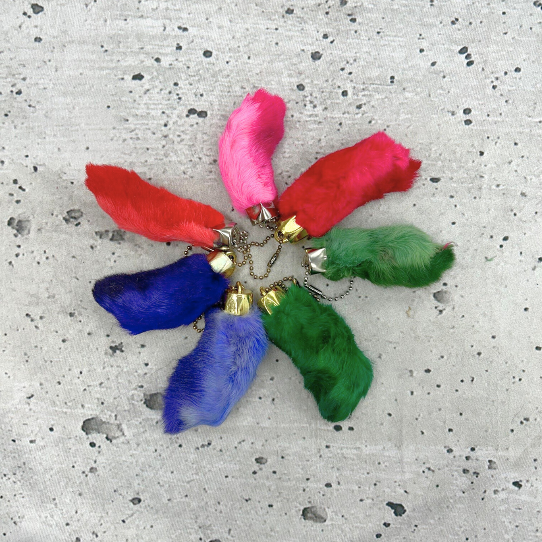 Craft Grade Rabbit Foot Keychain – Assorted Colors – Real Fur for Crafts, | The Leather Guy
