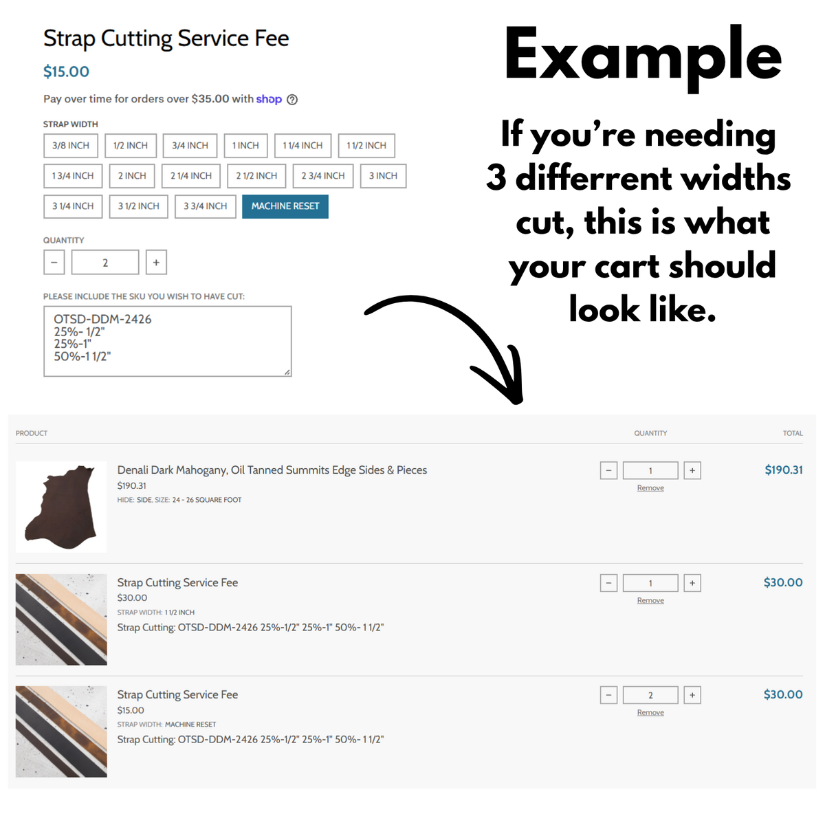 Strap Cutting Service Fee, | The Leather Guy