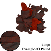In Store - Giraffe, 4.5 - 5.5 oz, Chrome Tan Scrap, 1 pound Bag, Red / Large / 1 lb | The Leather Guy
