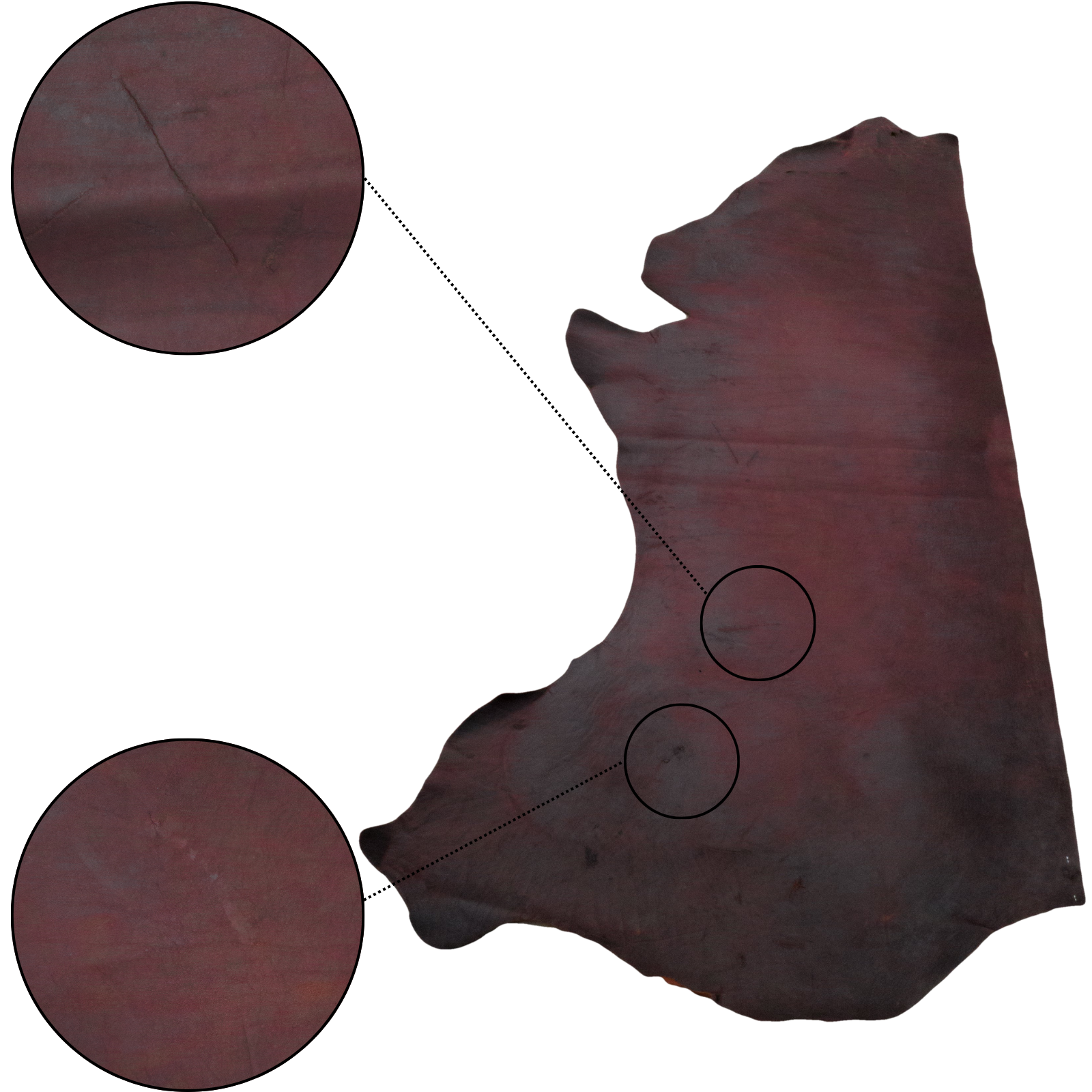 Firewalker Red, 6.5-29 SqFt, 2-3 oz, Pull up Sides & Pieces, Crazy Buffalo, Side / 18-20 Lowgrade | The Leather Guy
