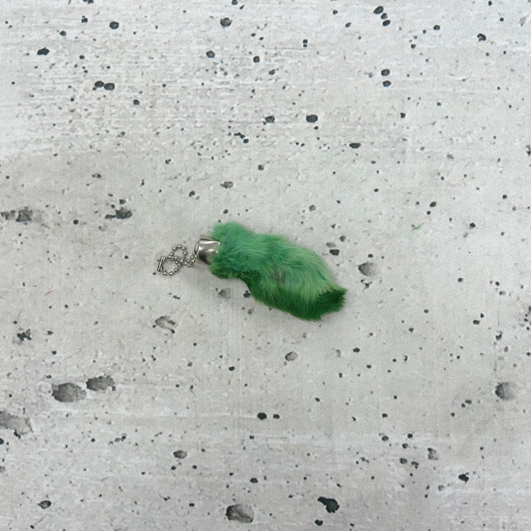 Craft Grade Rabbit Foot Keychain – Assorted Colors – Real Fur for Crafts, Forest Green | The Leather Guy