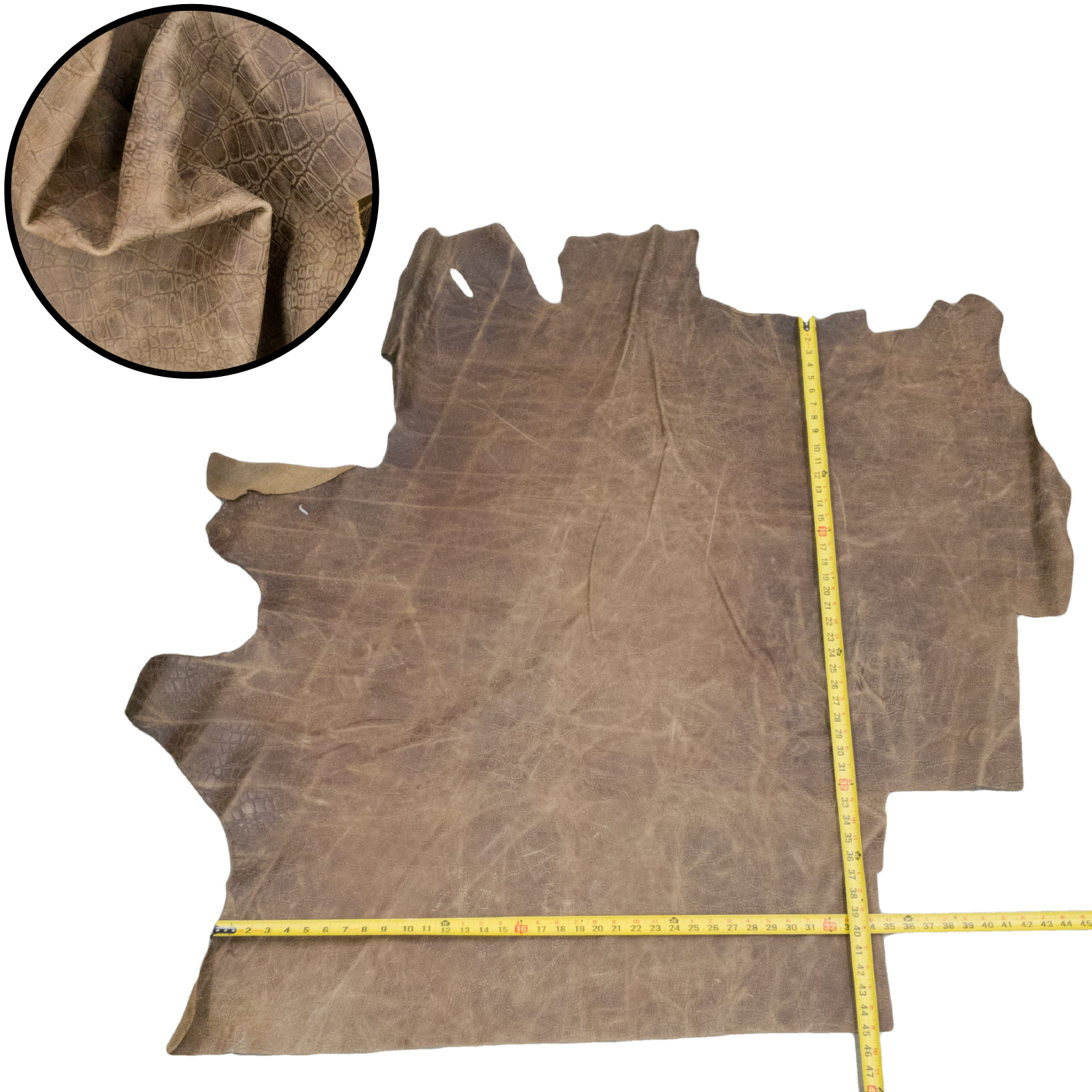 Embossed, 4-21 Sq Ft Upholstery Cowhide Project Pieces, Antique Camel / 12 / 1 | The Leather Guy