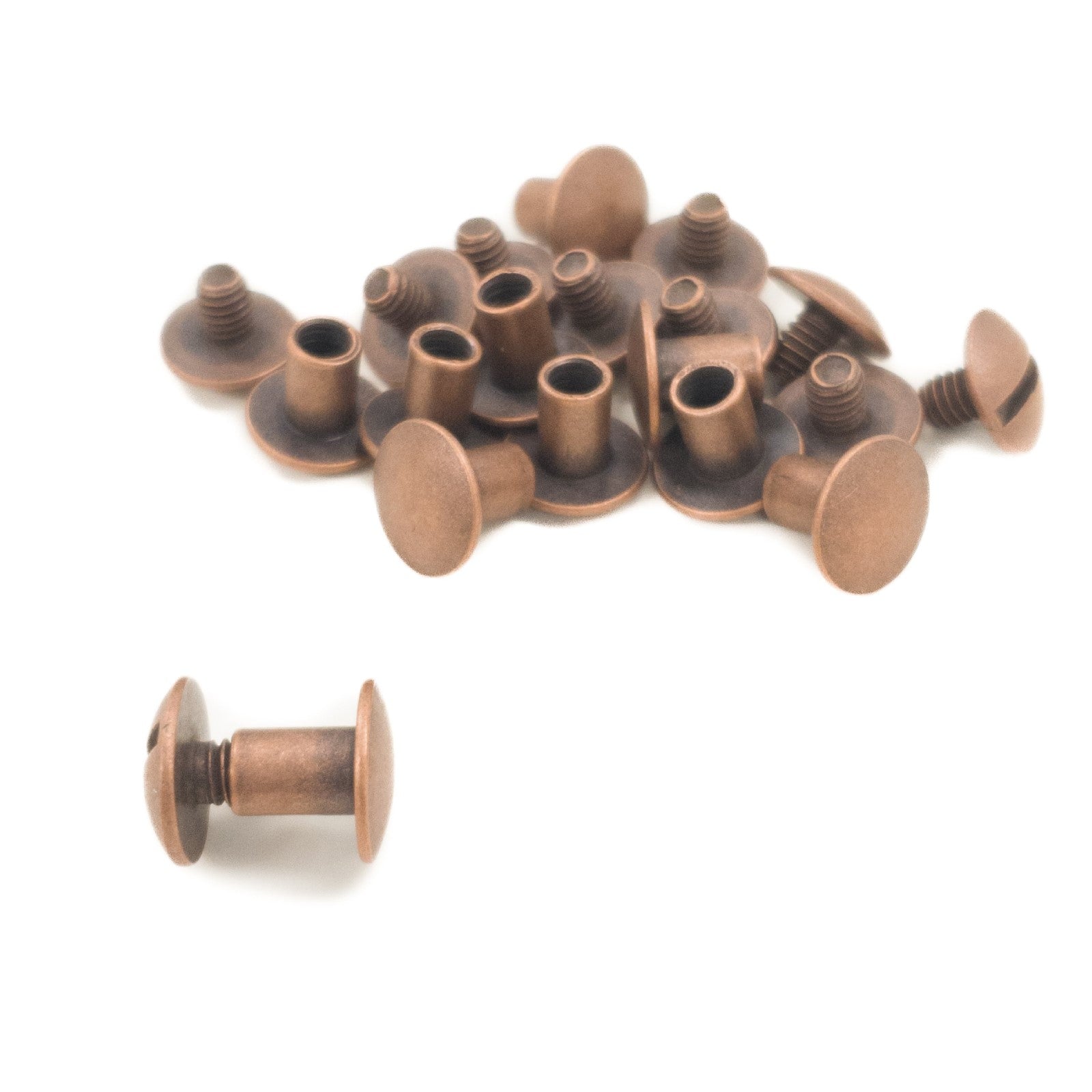Chicago Screws, 6 mm/ 1/4", Antique Copper / 10 Pack | The Leather Guy
