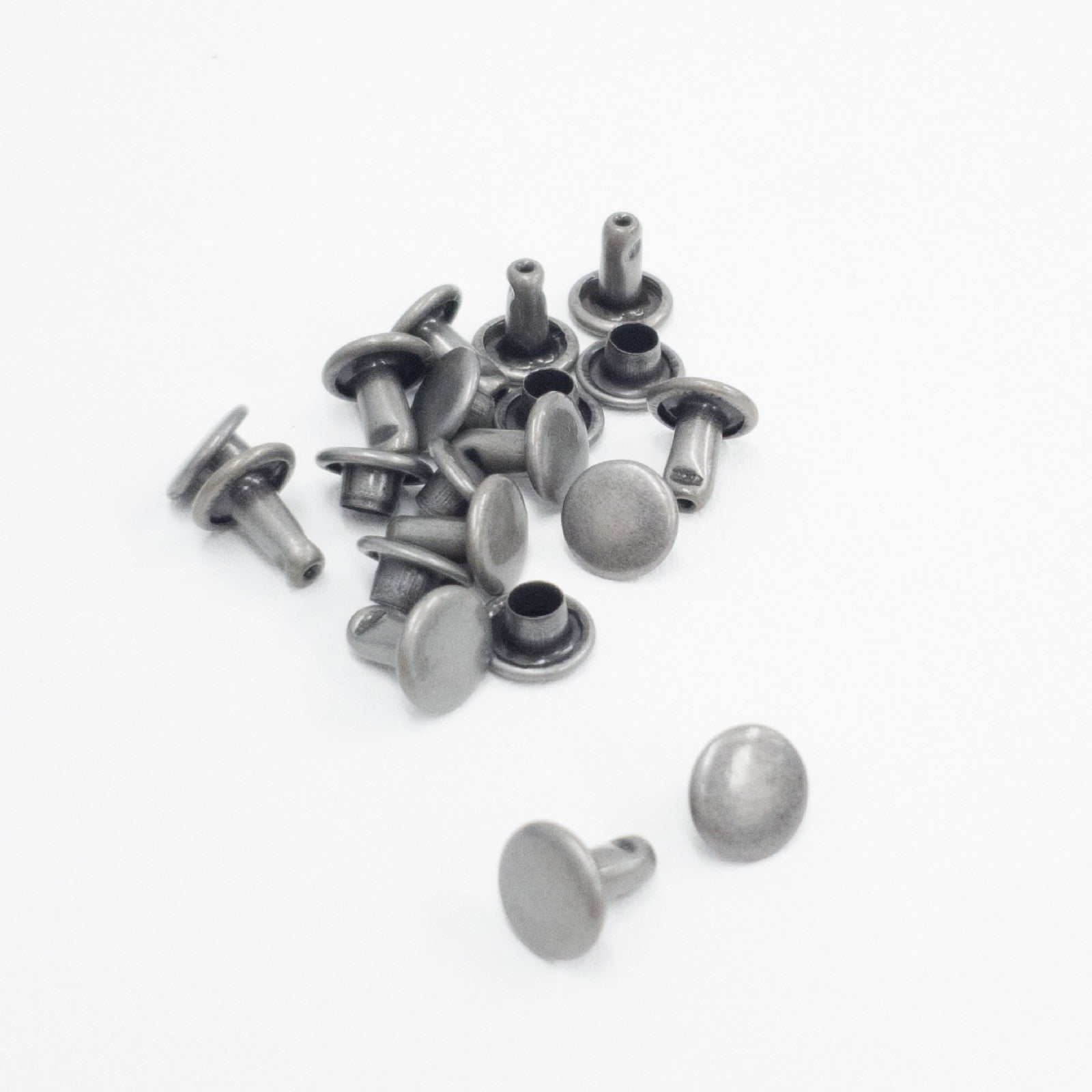 7 MM & 9 MM Double Cap Rivets 10 pk & 100 pk, 1/4 / Antique Nickel / 10 pk | The Leather Guy