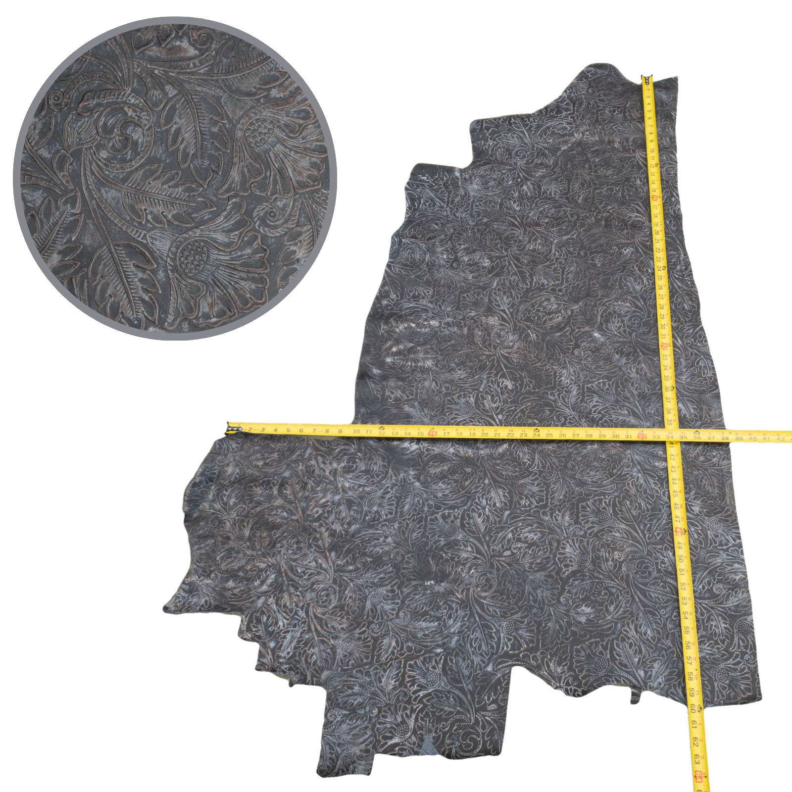 Fashion Embossed, 2-20 Sq Ft, Non-Stock Handbag Cowhide Sides and Project Pieces, Autumn Blues / 12 / 1 | The Leather Guy