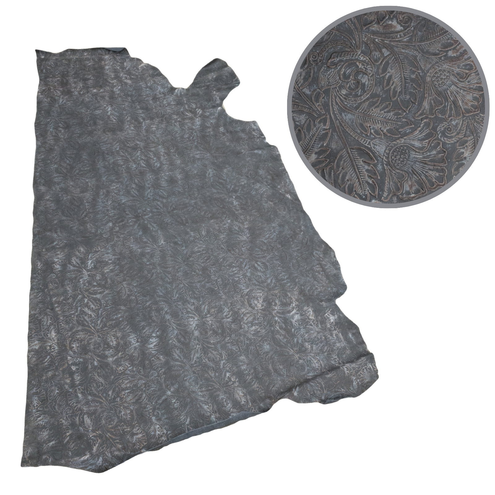 Fashion Embossed, 2-20 Sq Ft, Non-Stock Handbag Cowhide Sides and Project Pieces, Autumn Blues / 18-20 / 1 | The Leather Guy