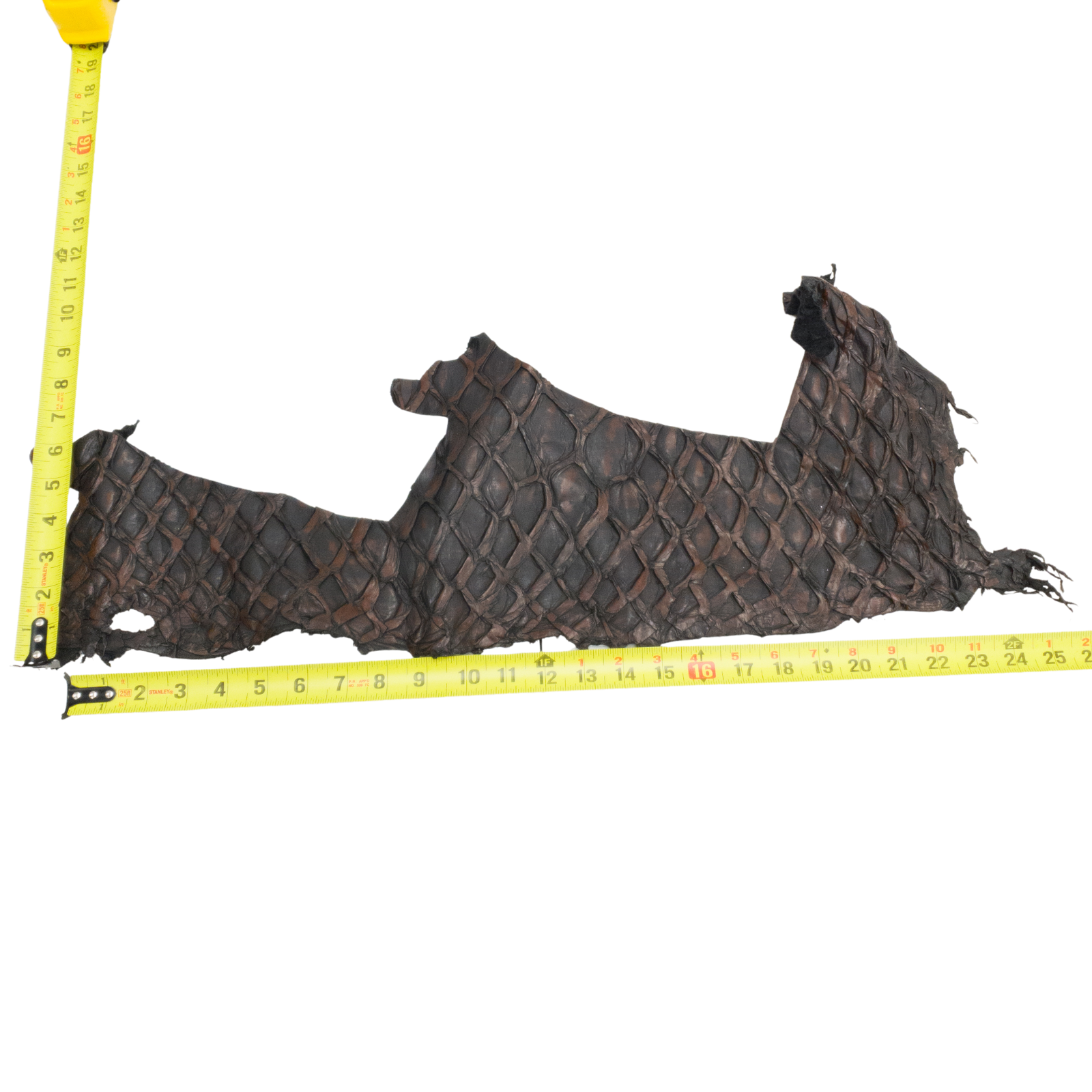 Pirarucu Amazon Bass Leather, Under 1 - 1 Sq Ft Project Pieces, Black and Caramel / Under 1 Sq Ft / 4 | The Leather Guy