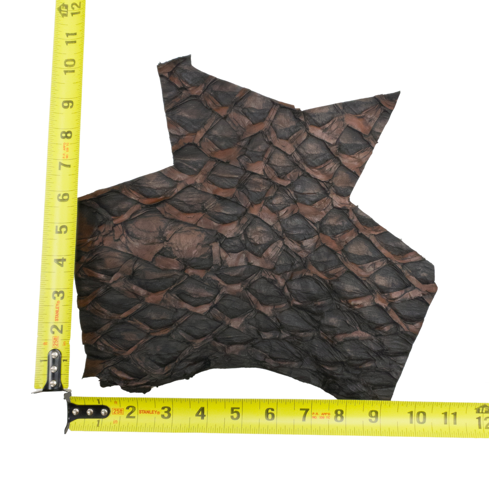 Pirarucu Amazon Bass Leather, Under 1 - 1 Sq Ft Project Pieces, Black and Caramel / Under 1 Sq Ft / 2 | The Leather Guy