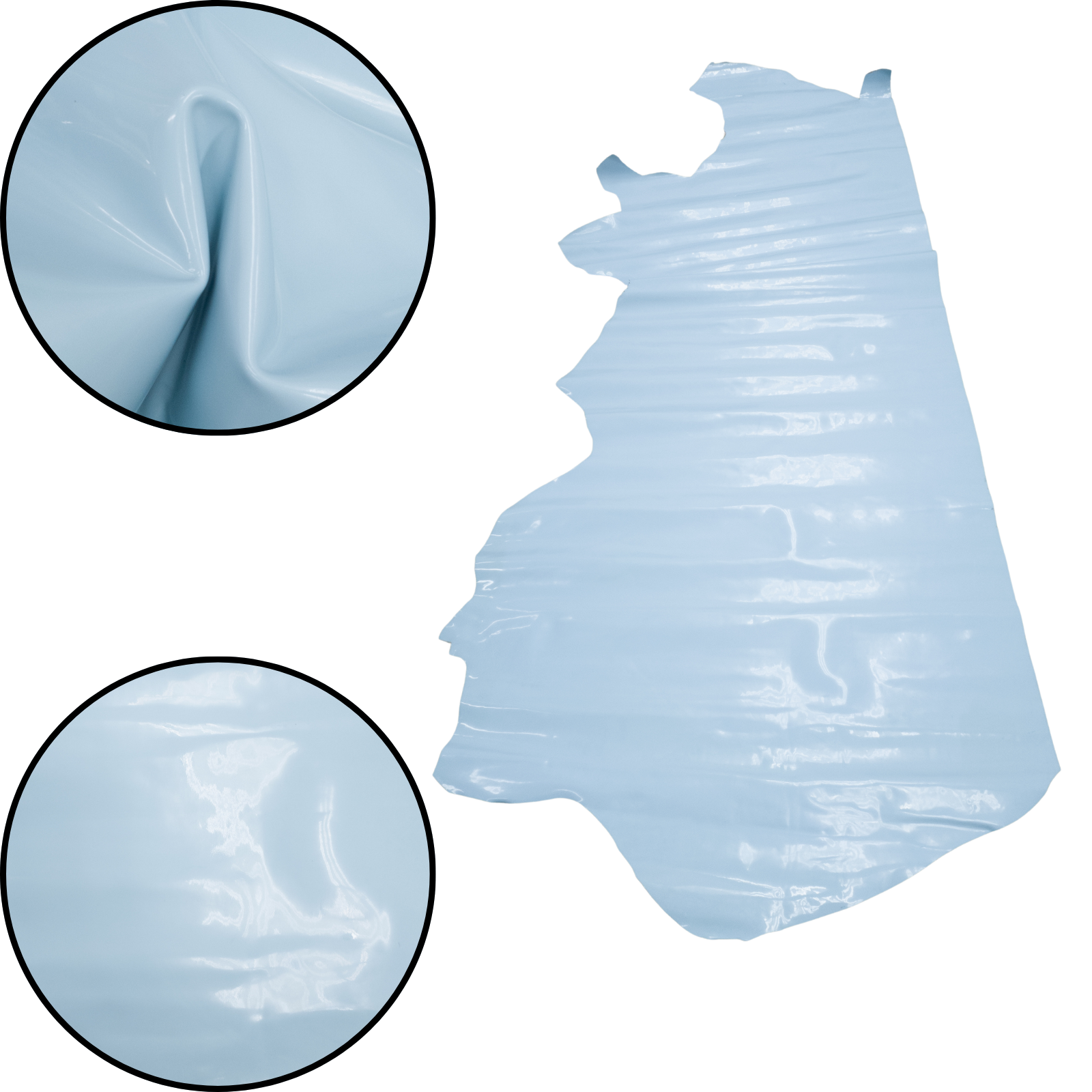 Solid Colors, Patent Cow Handbag Leather, Sides and Project Pieces, Beautiful Blue / Side / 15-17 Sq Ft | The Leather Guy