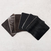 6pk Hair on Cow, Western Coaster Set, Square / Black / 6 pk | The Leather Guy