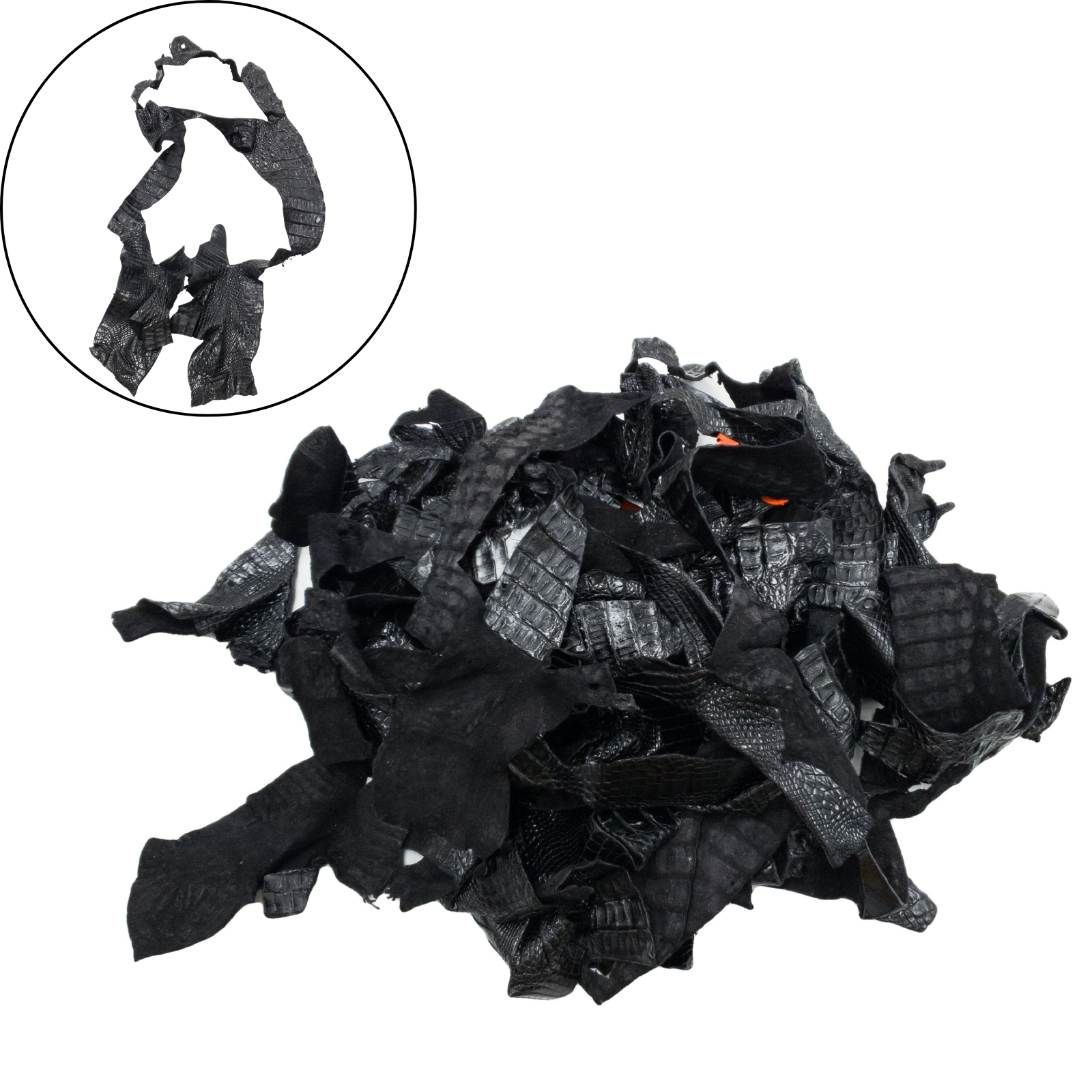 IN STORE: CYBER MONDAY EXOTIC SCRAP 3LB GRAB BAGS, Black Caimen | The Leather Guy
