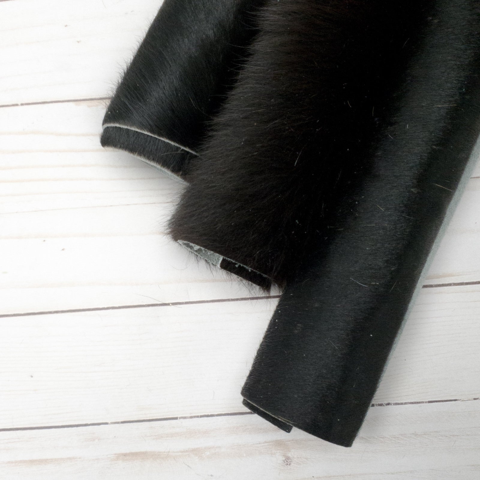 Solid Black Hair on Cow Hide Pre-cut,  | The Leather Guy