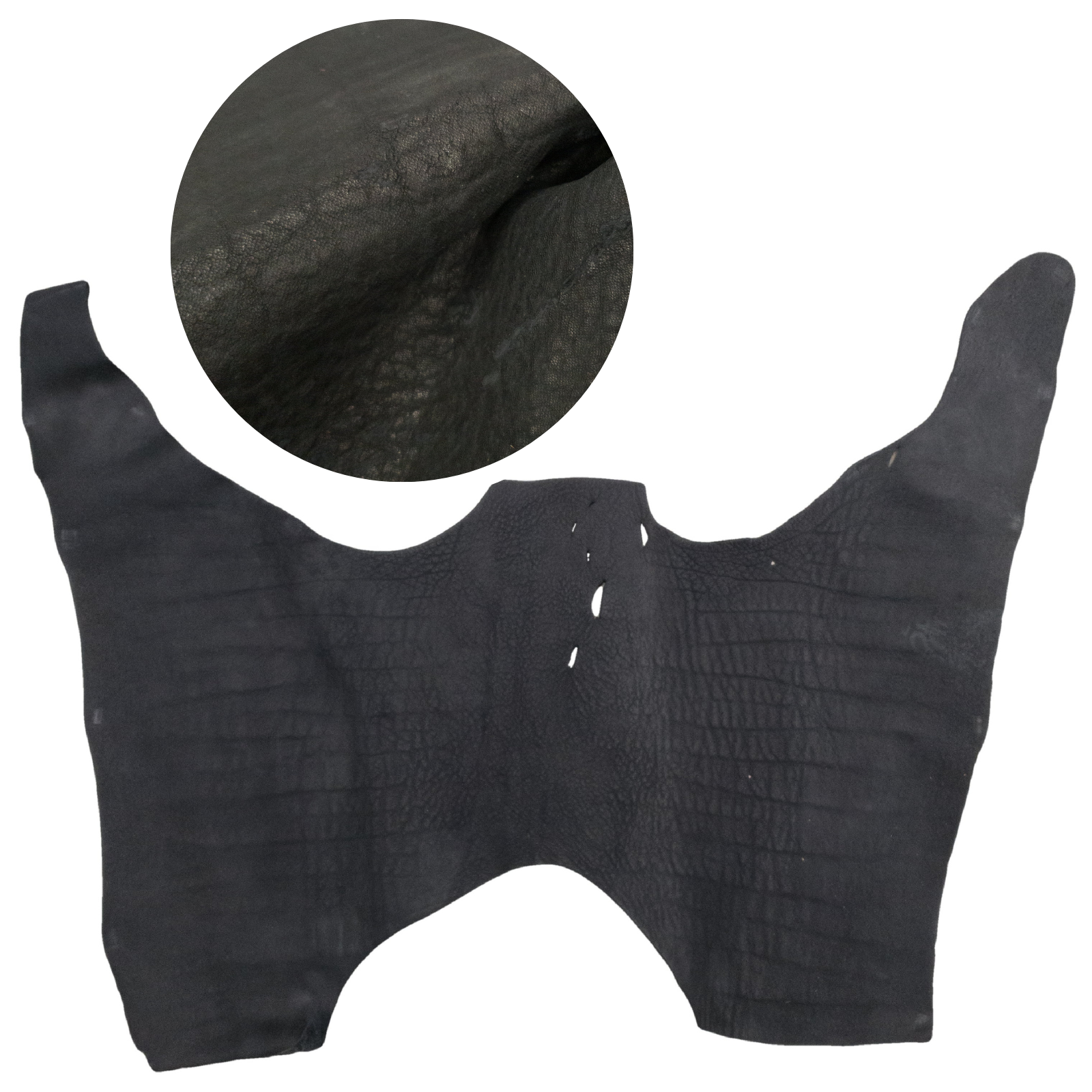 Genuine Bull Shark Leather, Mid Section Project Pieces, 3 - 5 oz, Mixed Colors, Black - Low grade / Medium | The Leather Guy