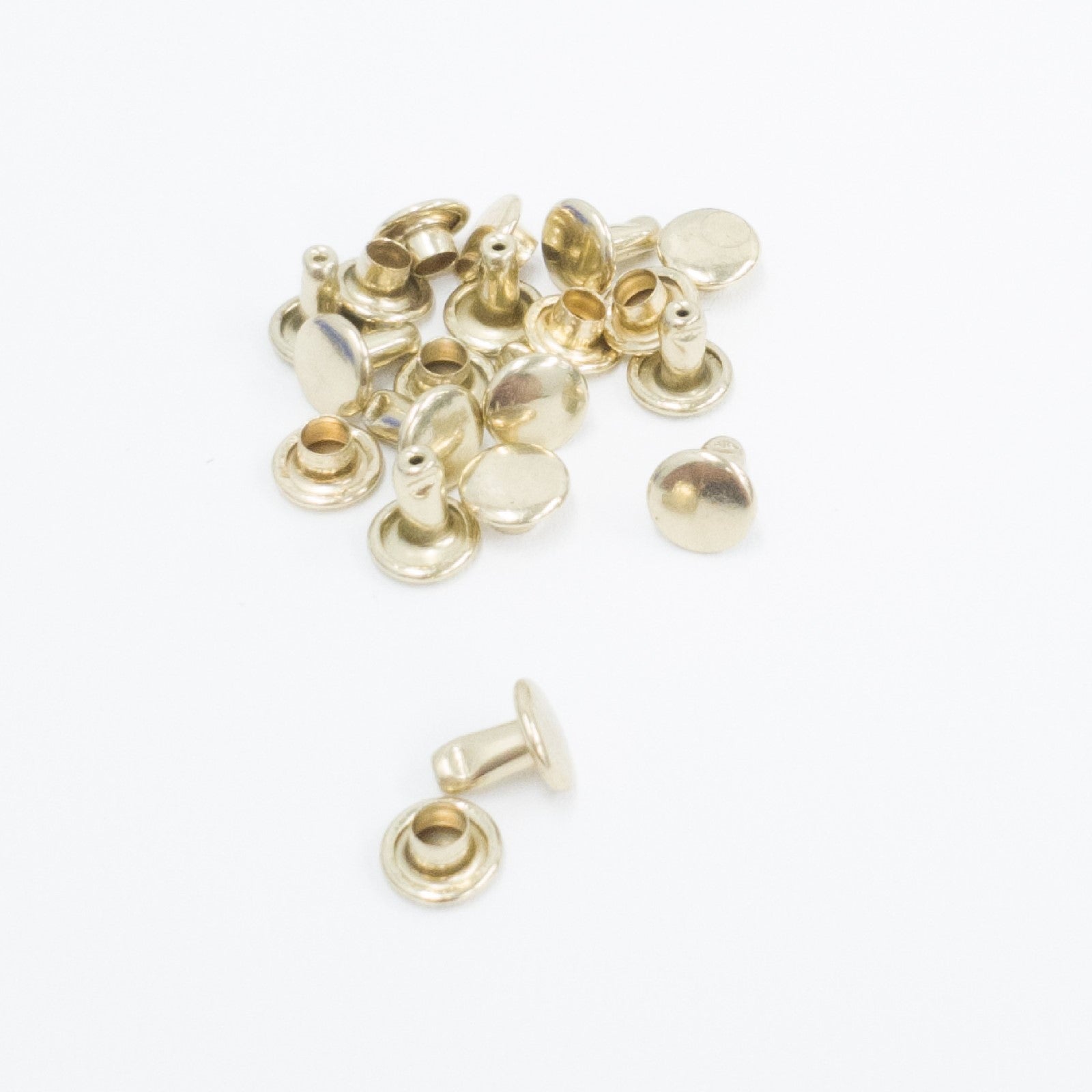 7 MM & 9 MM Double Cap Rivets 10 pk & 100 pk, 1/4 / Brass / 10 pk | The Leather Guy