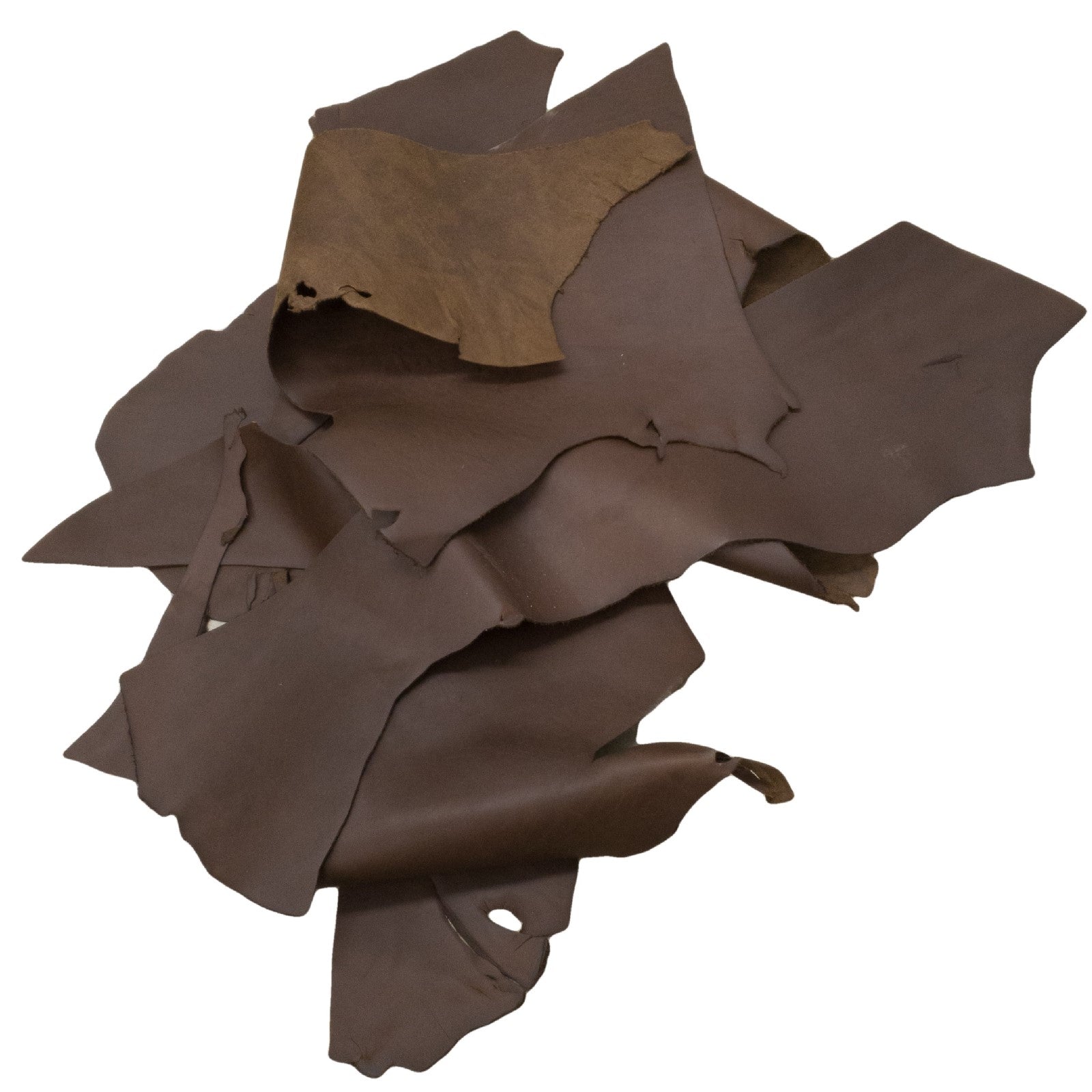 Brown 1-3 Sq Ft, 3-6 oz , Oil Tanned Remnant Bags,  | The Leather Guy