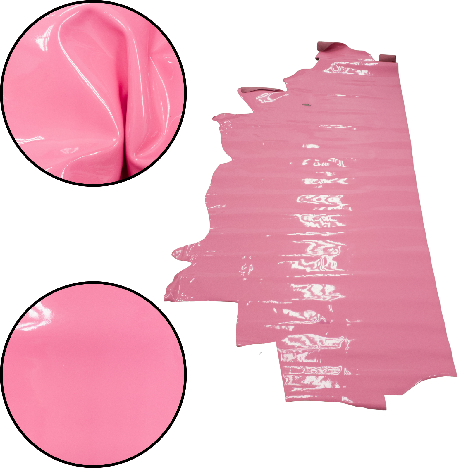 Solid Colors, Patent Cow Handbag Leather, Sides and Project Pieces, Bubble-Gum Pink / Side / 21-23 Sq Ft | The Leather Guy