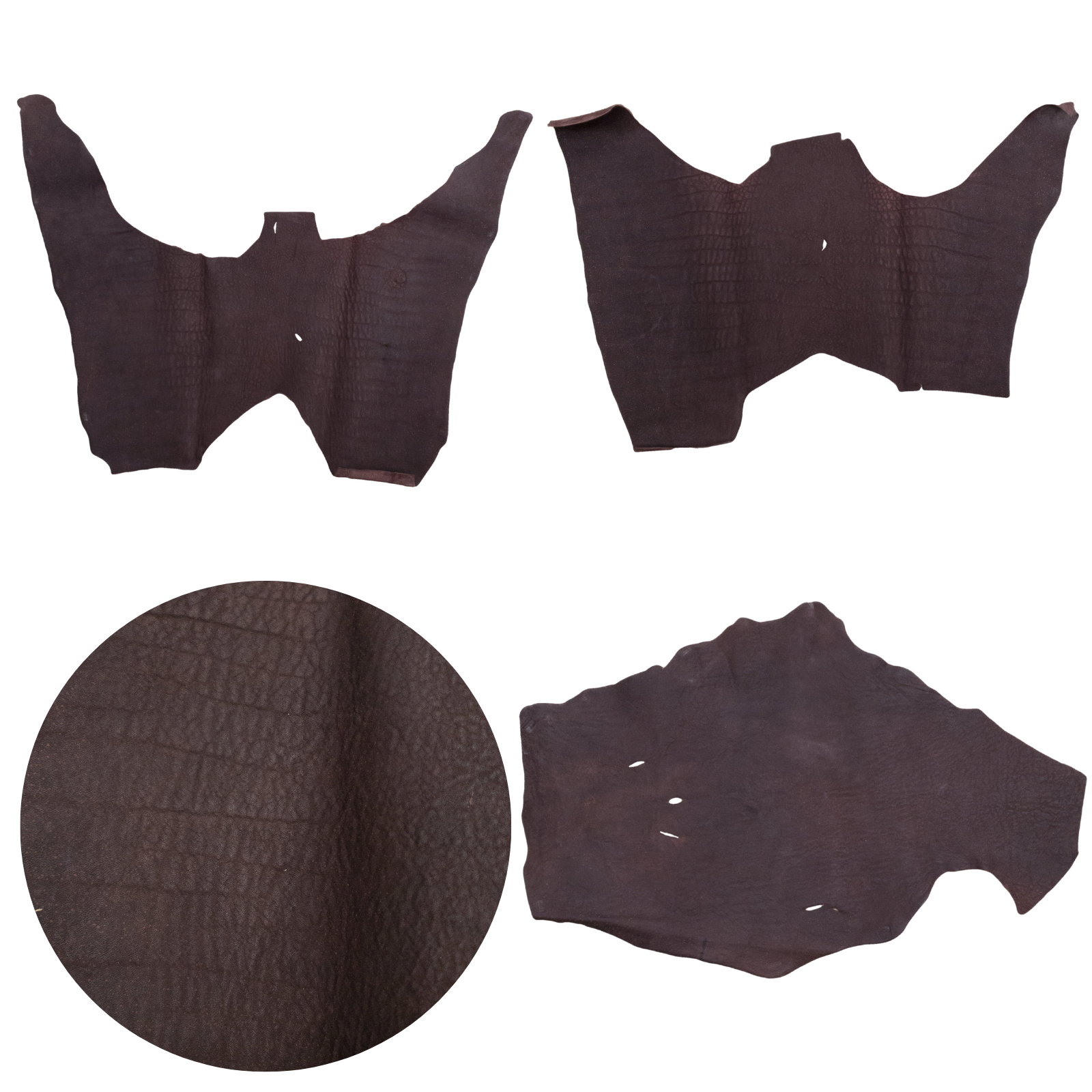 Genuine Bull Shark Leather, Mid Section Project Pieces, 3 - 5 oz, Mixed Colors, Burgundy - Low grade / Medium | The Leather Guy