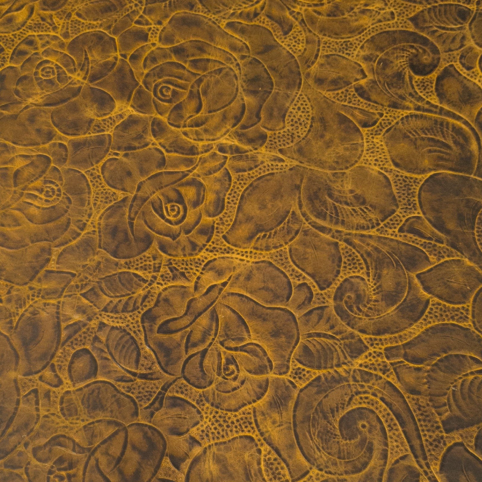 Fashion Embossed, Non-Stock Handbag Cowhide Pre-Cuts, Caramel Rose / 4x6 | The Leather Guy