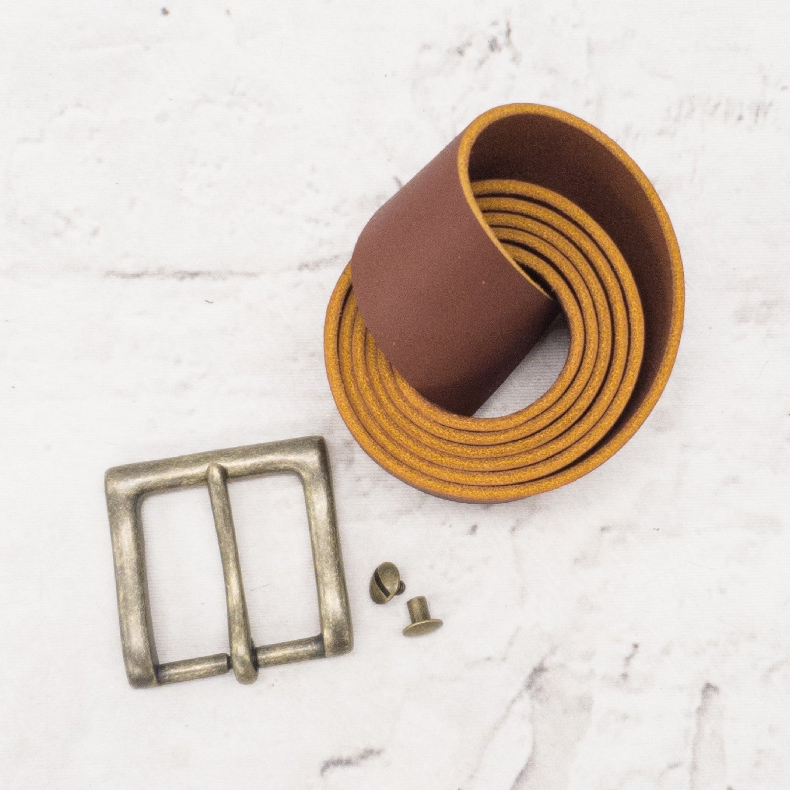 Belt Maker Kit, 8-9 oz, Chestnut / Antique Brass / Without | The Leather Guy