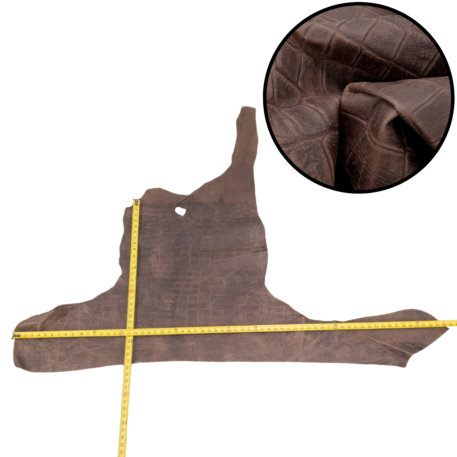 Embossed, 4-21 Sq Ft Upholstery Cowhide Project Pieces, Cinnamon Soot / 6 / 1 | The Leather Guy