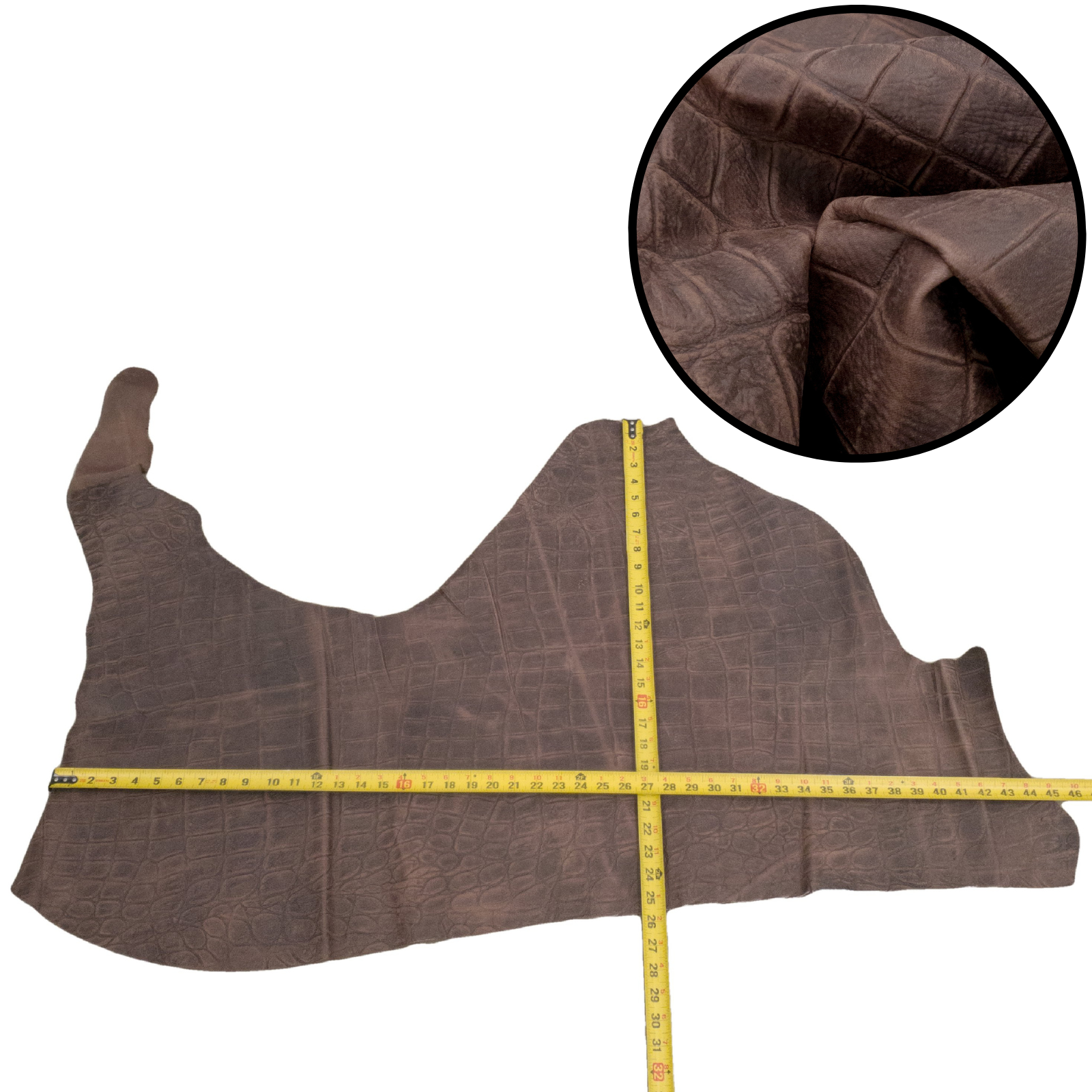 Embossed, 4-21 Sq Ft Upholstery Cowhide Project Pieces, Cinnamon Soot / 6 / 2 | The Leather Guy