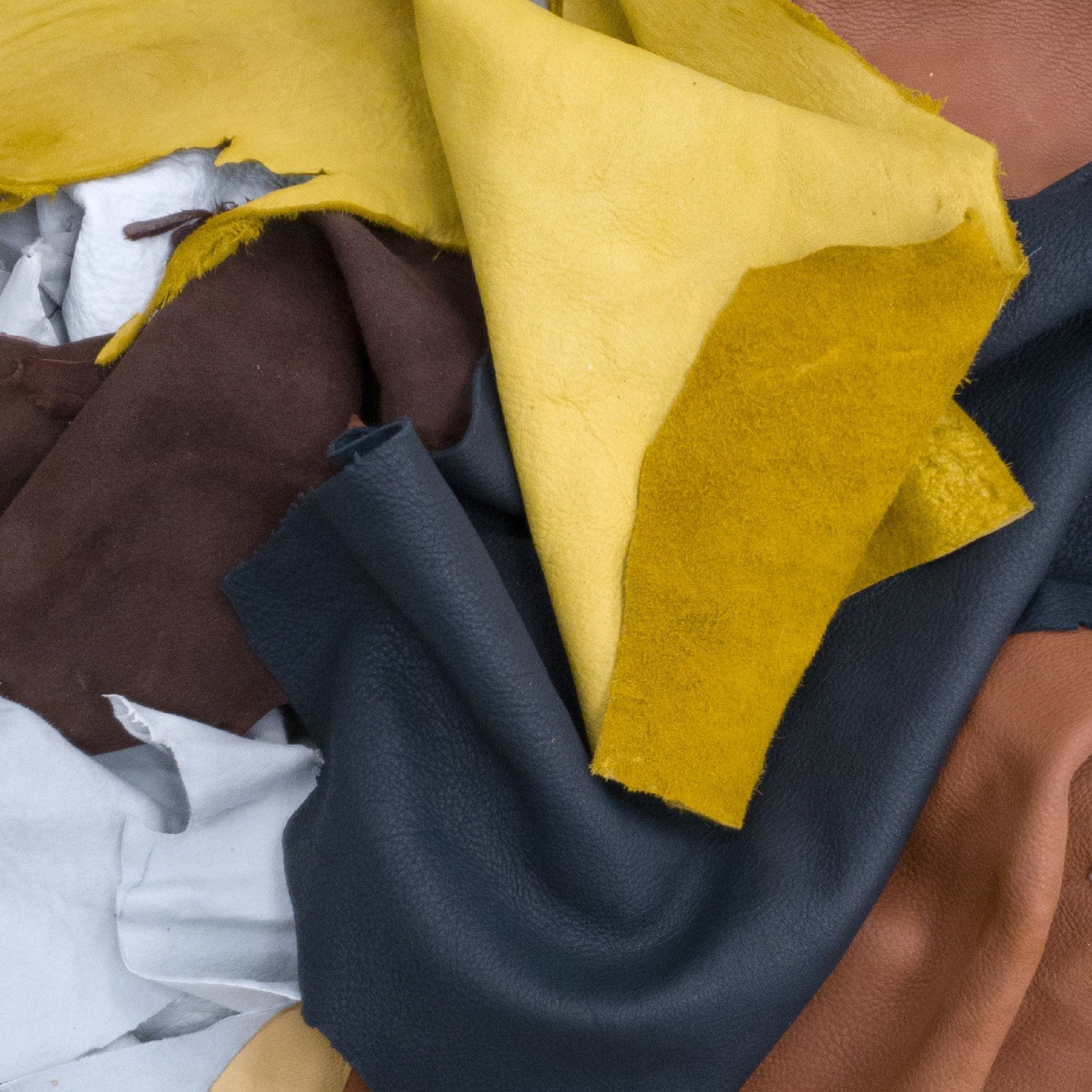 Colored Buckskin, 3-5oz, 1 lb Deer Scrap Bag, Large Pieces,  | The Leather Guy