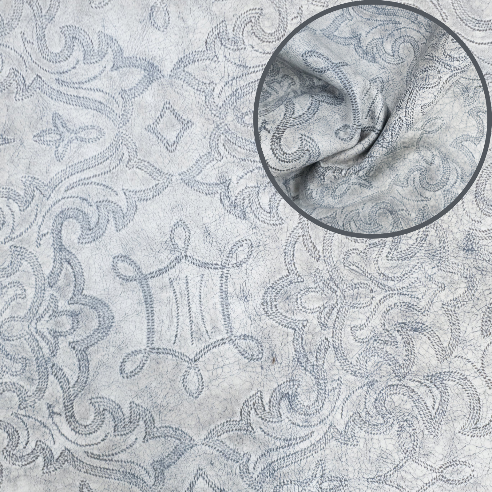 White Crackle Denim Cowhide Leather – 3–4 OZ, 15–23 sq ft Fashion Cow Sides, | The Leather Guy