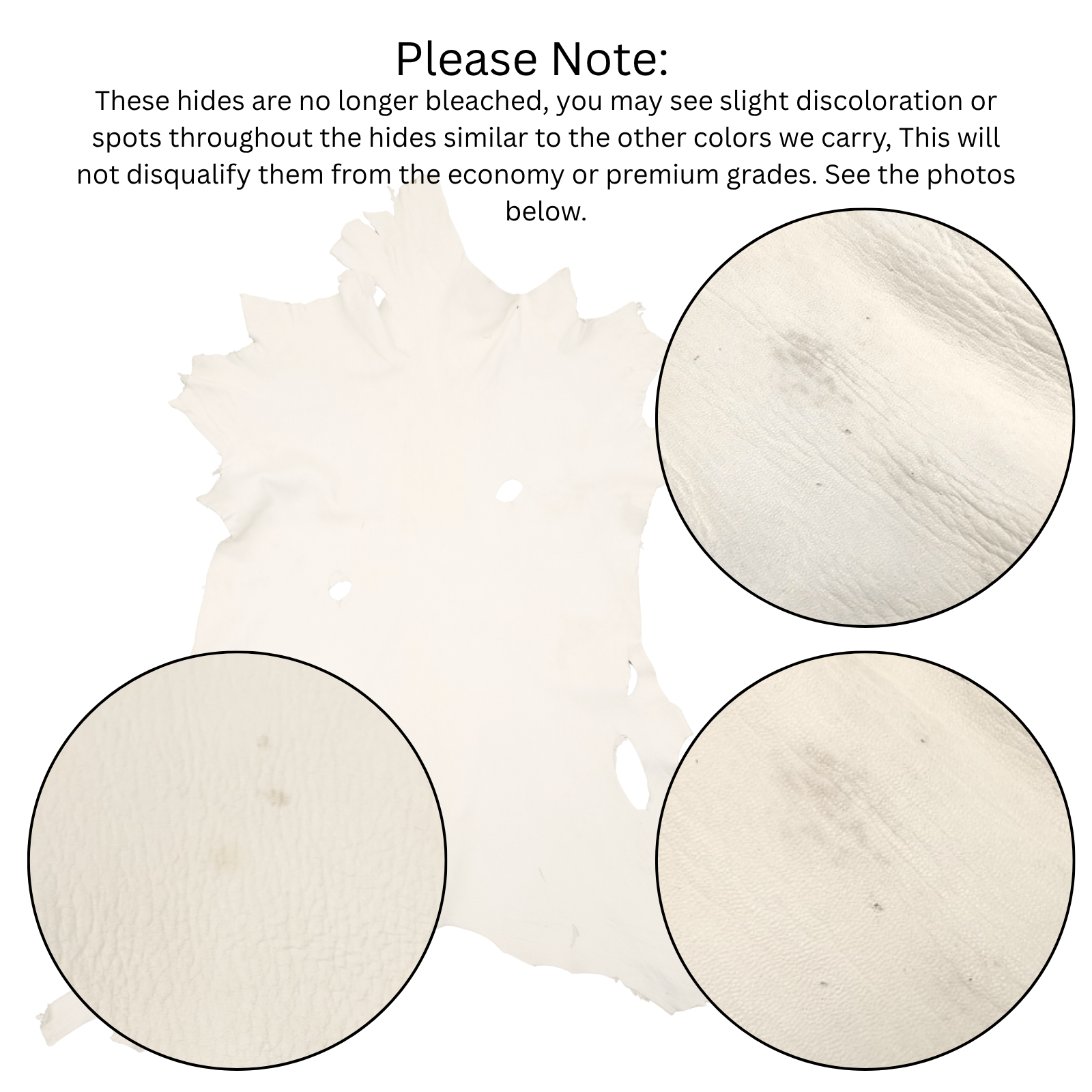 White, 3-5 oz, 5-16 SF, Colorado Buckskin Deer Hides, | The Leather Guy