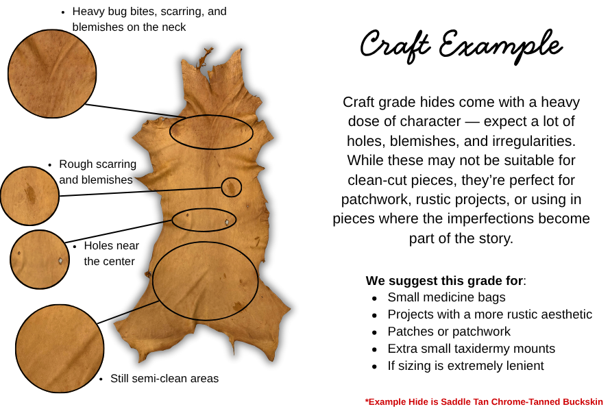 White, 3-5 oz, 5-16 SF, Colorado Buckskin Deer Hides, | The Leather Guy