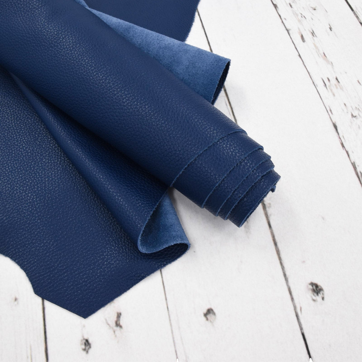 Dark Blue Cowhide Leather – Pebble Grain 3–4 oz | Annapolis Sailing Blue, | The Leather Guy