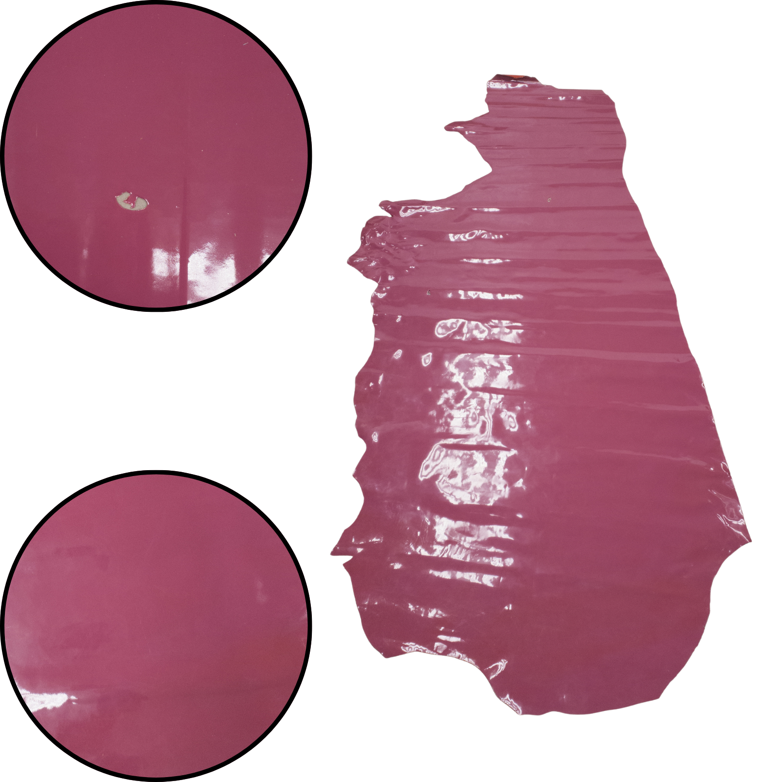 Solid Colors, Patent Cow Handbag Leather, Sides and Project Pieces, Low-Grade Dark Blush / Side / 18-20 Sq Ft | The Leather Guy