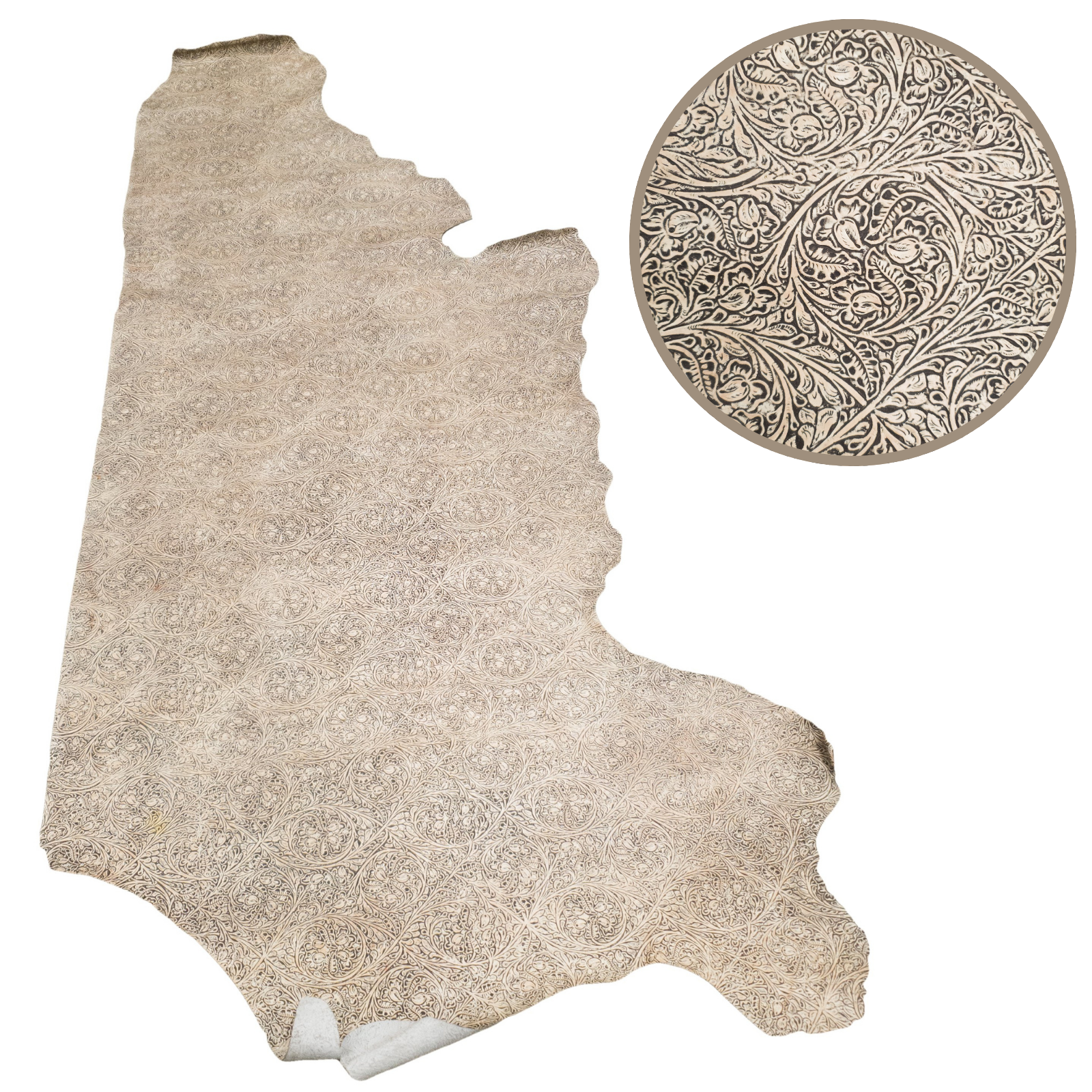 Fashion Embossed, 2-20 Sq Ft, Non-Stock Handbag Cowhide Sides and Project Pieces, Elegant Almond / 27-29 / 1 | The Leather Guy