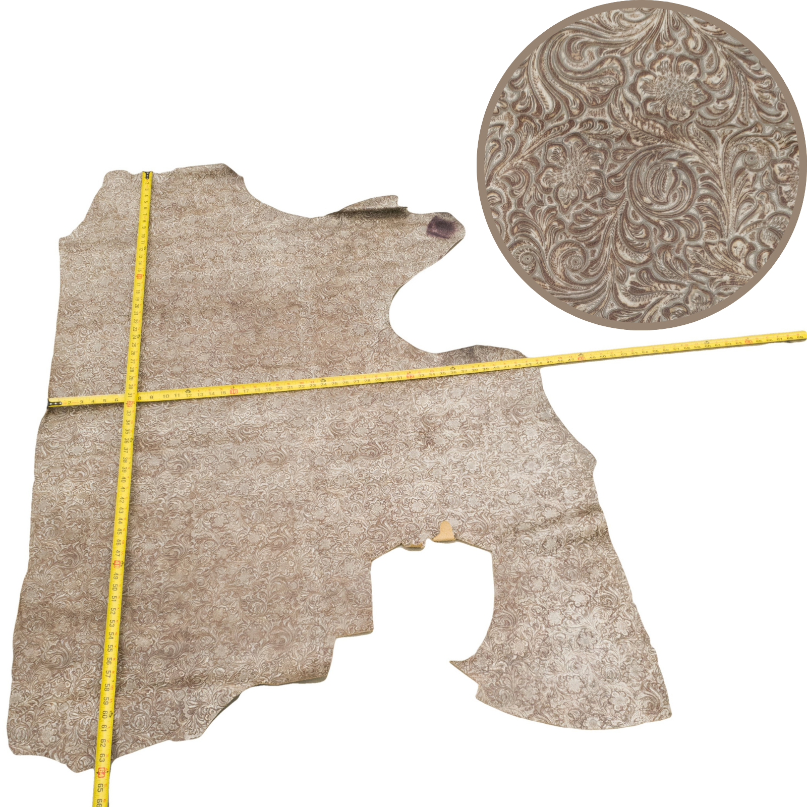 Fashion Embossed, 2-20 Sq Ft, Non-Stock Handbag Cowhide Sides and Project Pieces, Flowing Floral Tan / 12 / 1 | The Leather Guy