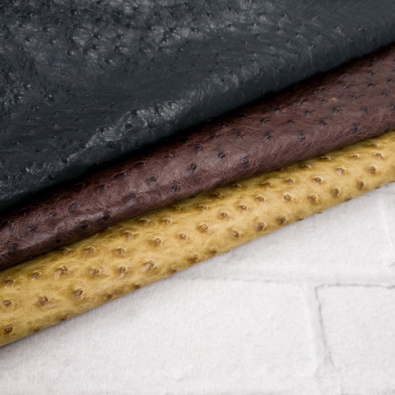 Ostrich Skin Leather - ANTHRACITE SF - 18.7292 sq ft - Grade 3 - OSTRICH  MARKET