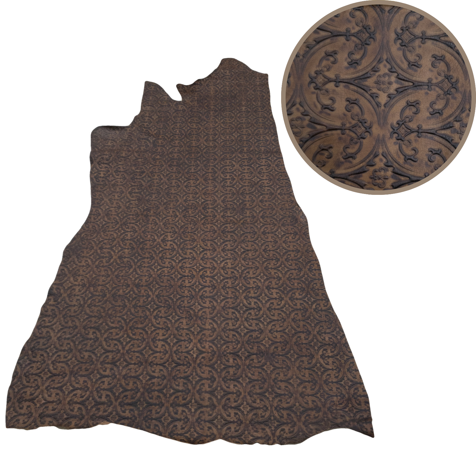 Fashion Embossed, 2-20 Sq Ft, Non-Stock Handbag Cowhide Sides and Project Pieces, Gladiator Mahogany / 15-17 / 1 | The Leather Guy