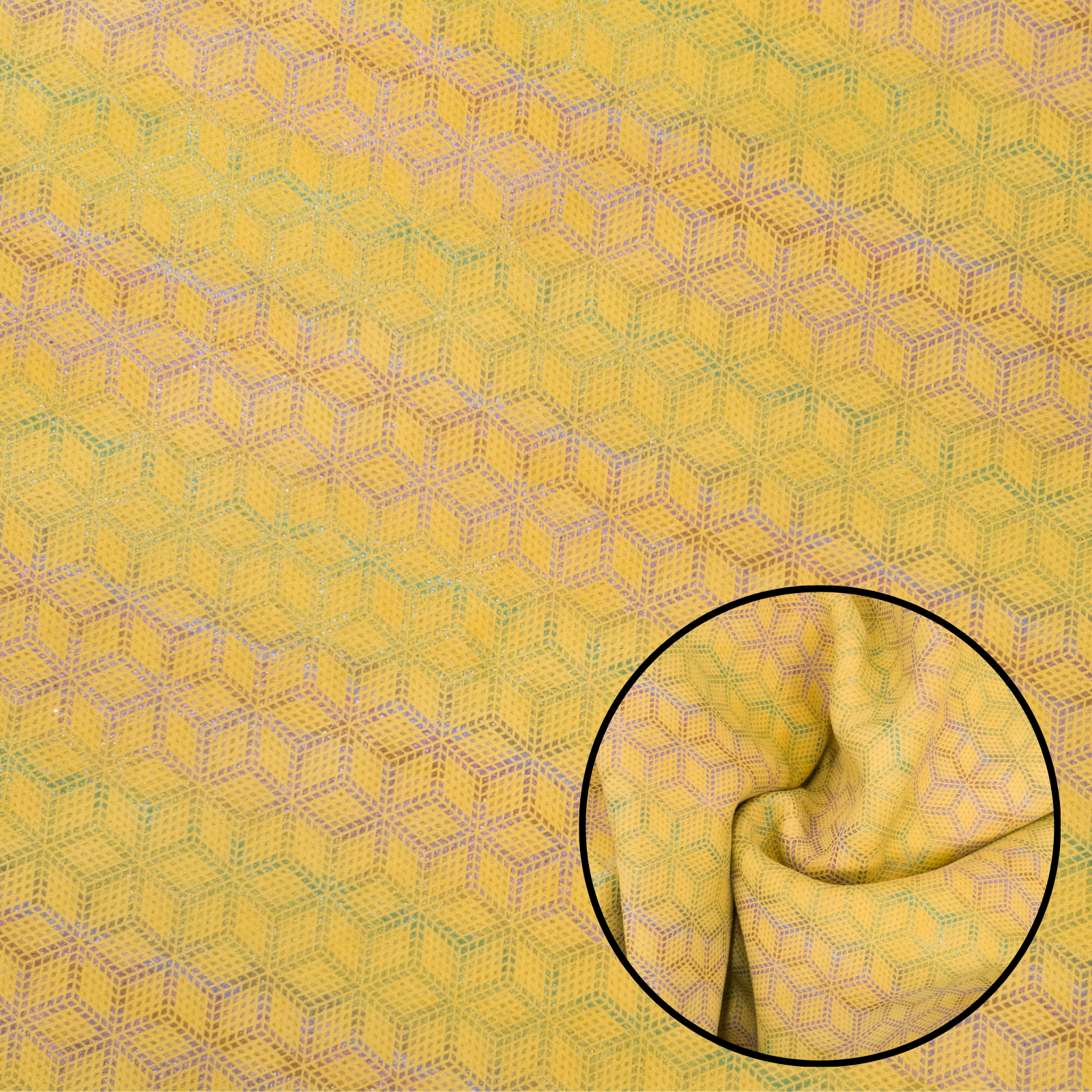 Sweet Summer, 2-4 oz Fashion, Limited Stock Pre-cuts, 2000s Geometric Yellow / 4 x 6 | The Leather Guy