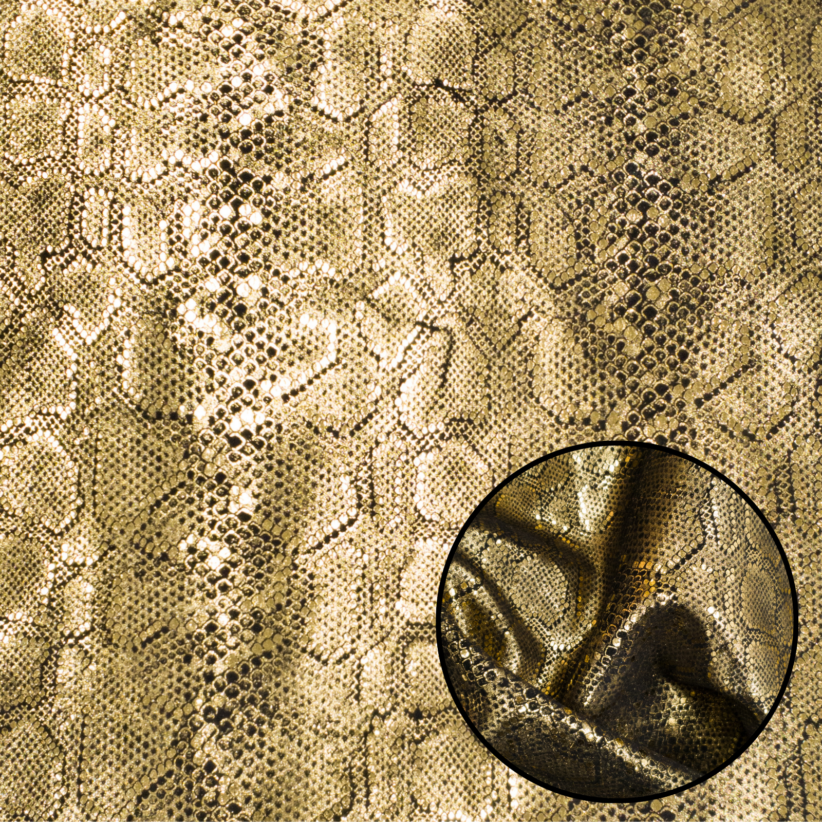 Glitz & Glam, 2-4 oz Fashion, Limited Stock Pre-cuts, Glorious Golden Reptile / 4 x 6 | The Leather Guy