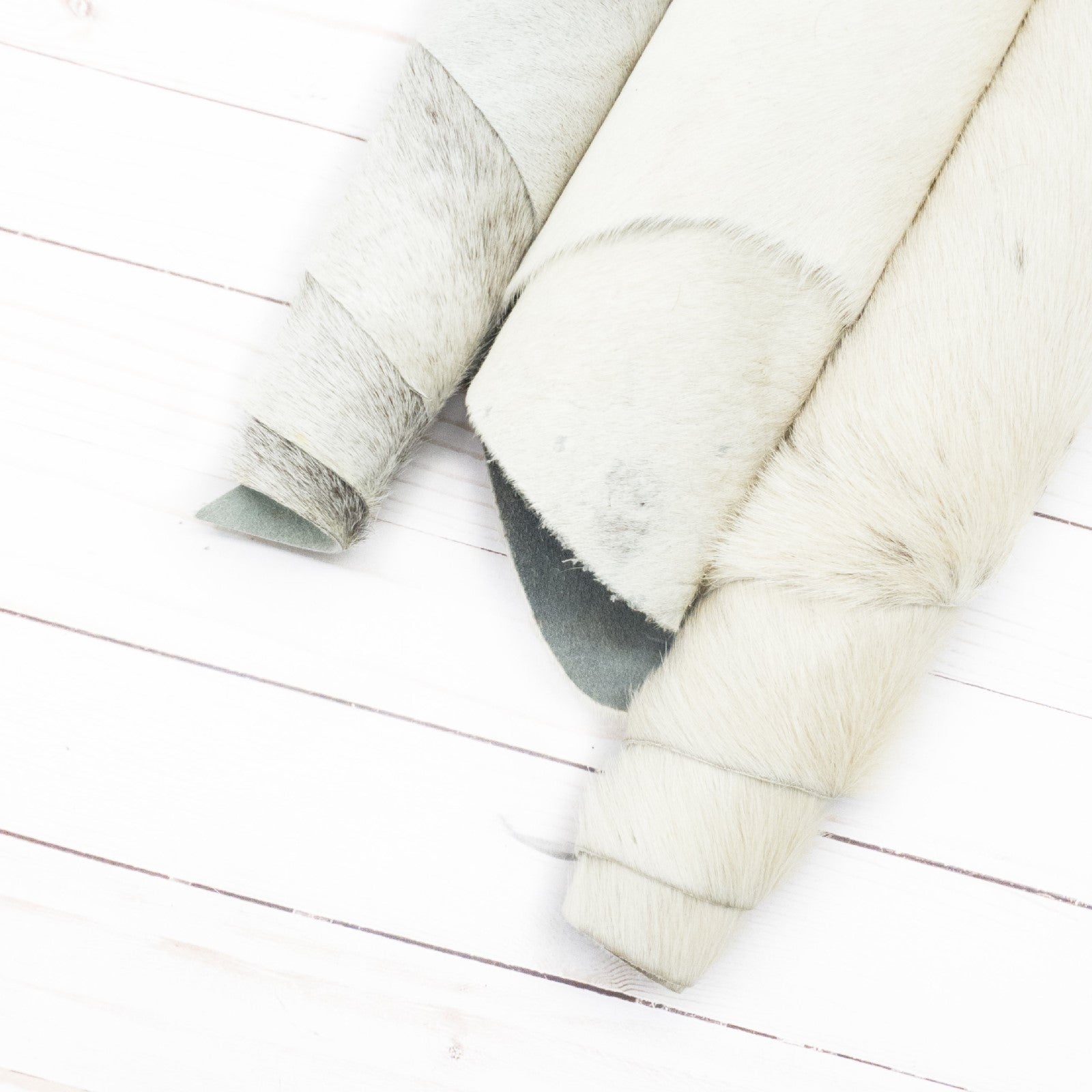 Grey / Off White, 5-19 Sq Ft Hair-on Cowhide Project Pieces,  | The Leather Guy