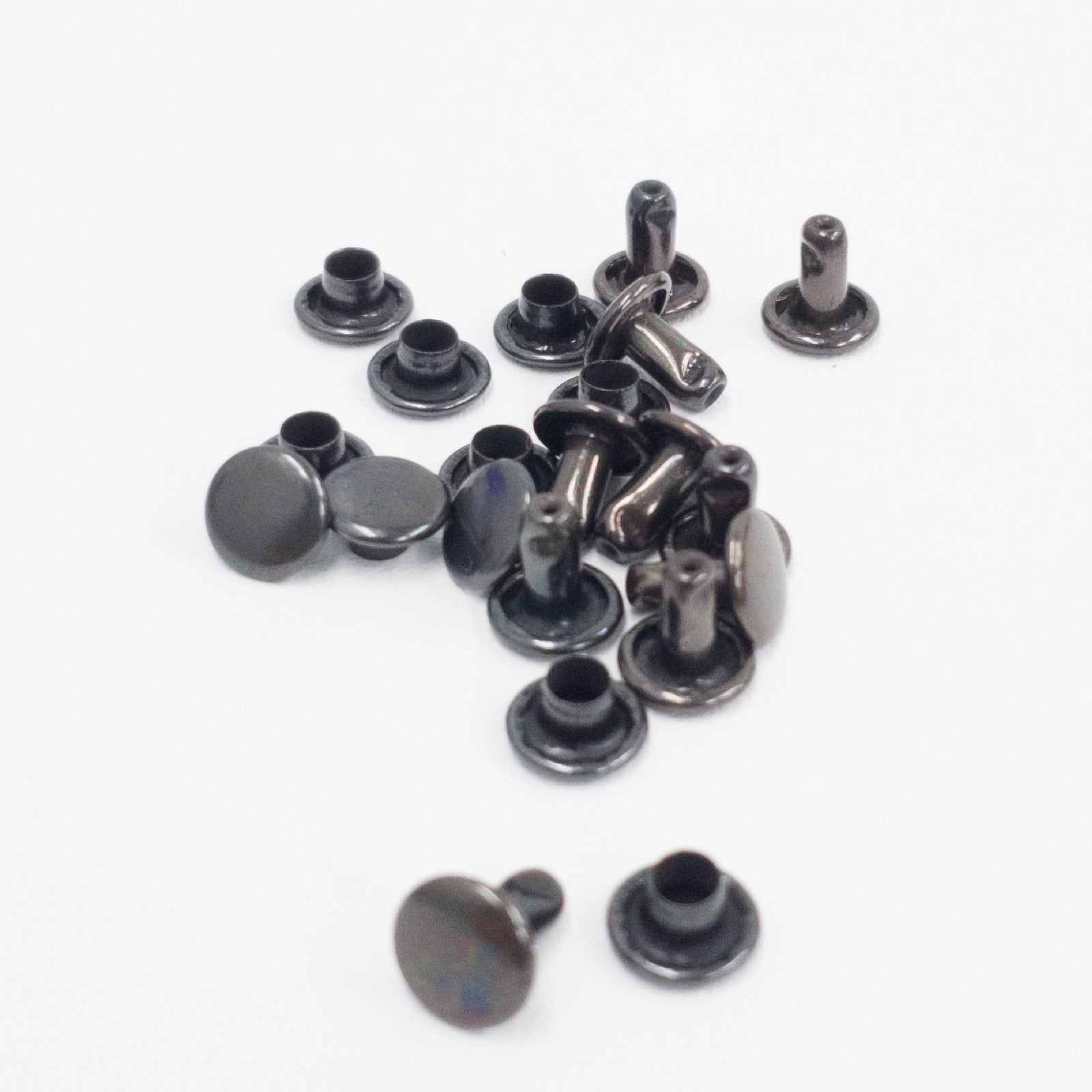 7 MM & 9 MM Double Cap Rivets 10 pk & 100 pk, 1/4 / Gun Metal / 10 pk | The Leather Guy