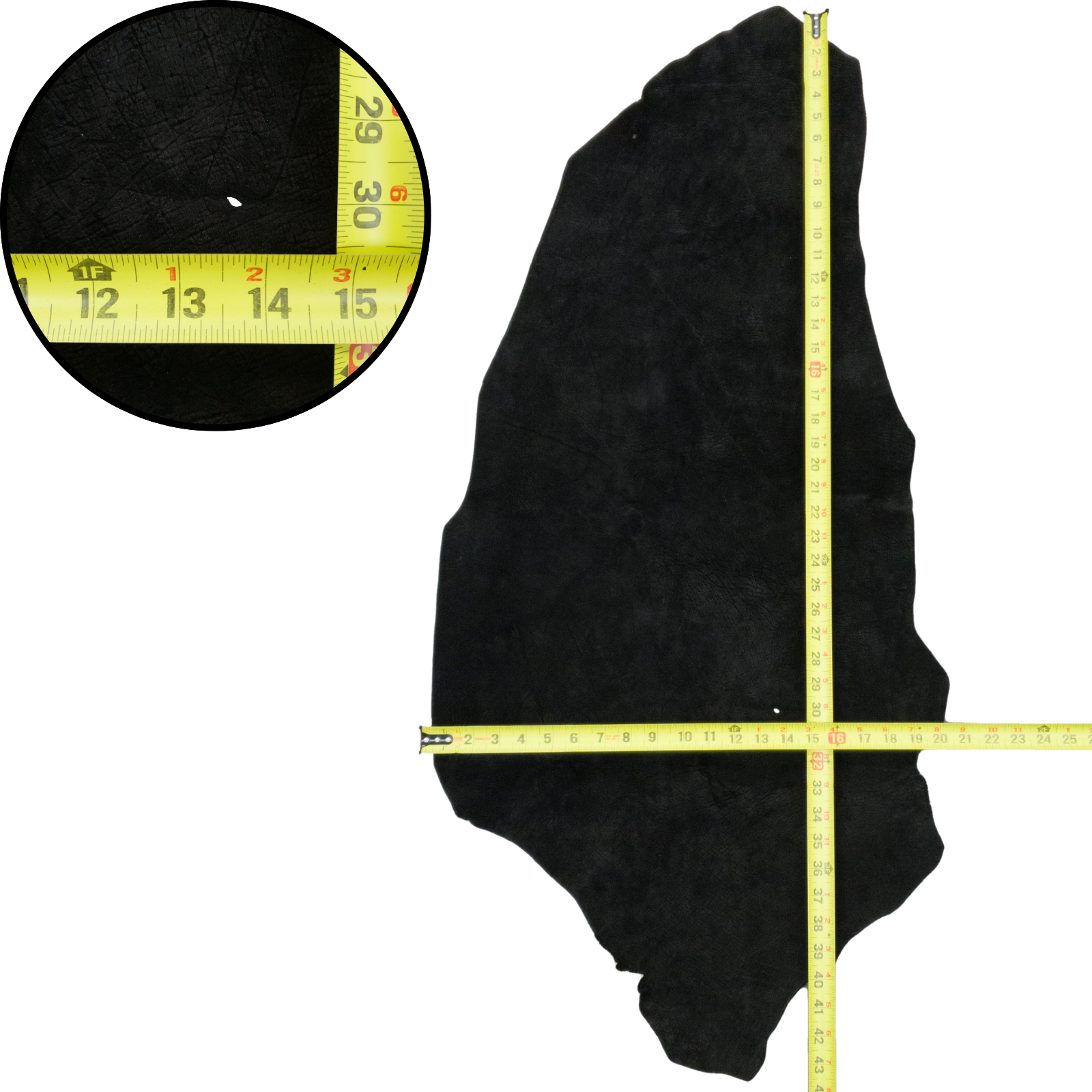 Bellowing Black, 5-6 oz, 1-4 Sq Ft, Genuine Hippo Hides, 4.5 / Hide 1 | The Leather Guy