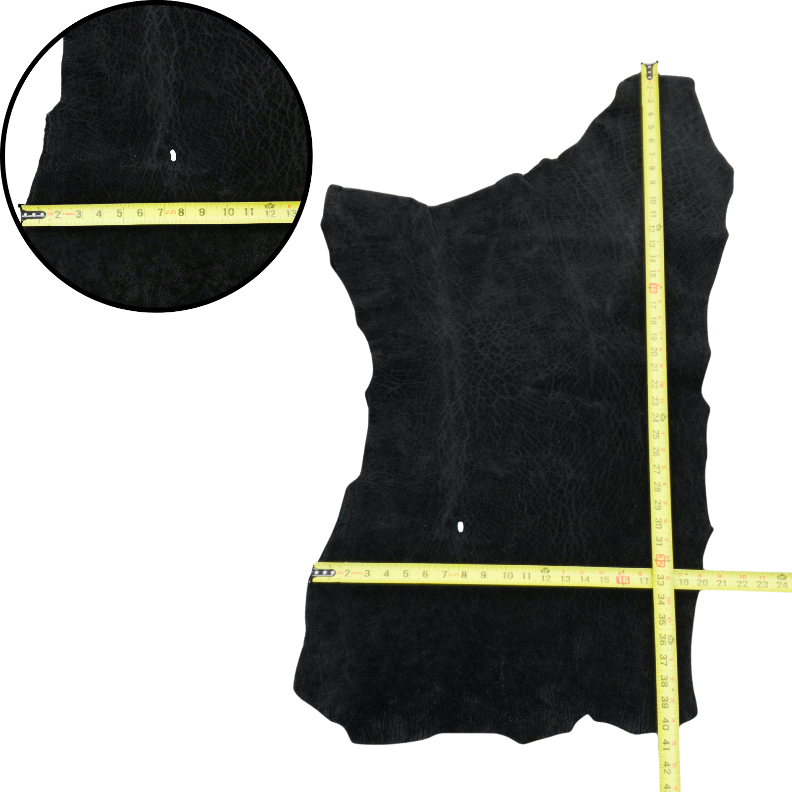 Bellowing Black, 5-6 oz, 1-4 Sq Ft, Genuine Hippo Hides, 5 / Hide 1 | The Leather Guy