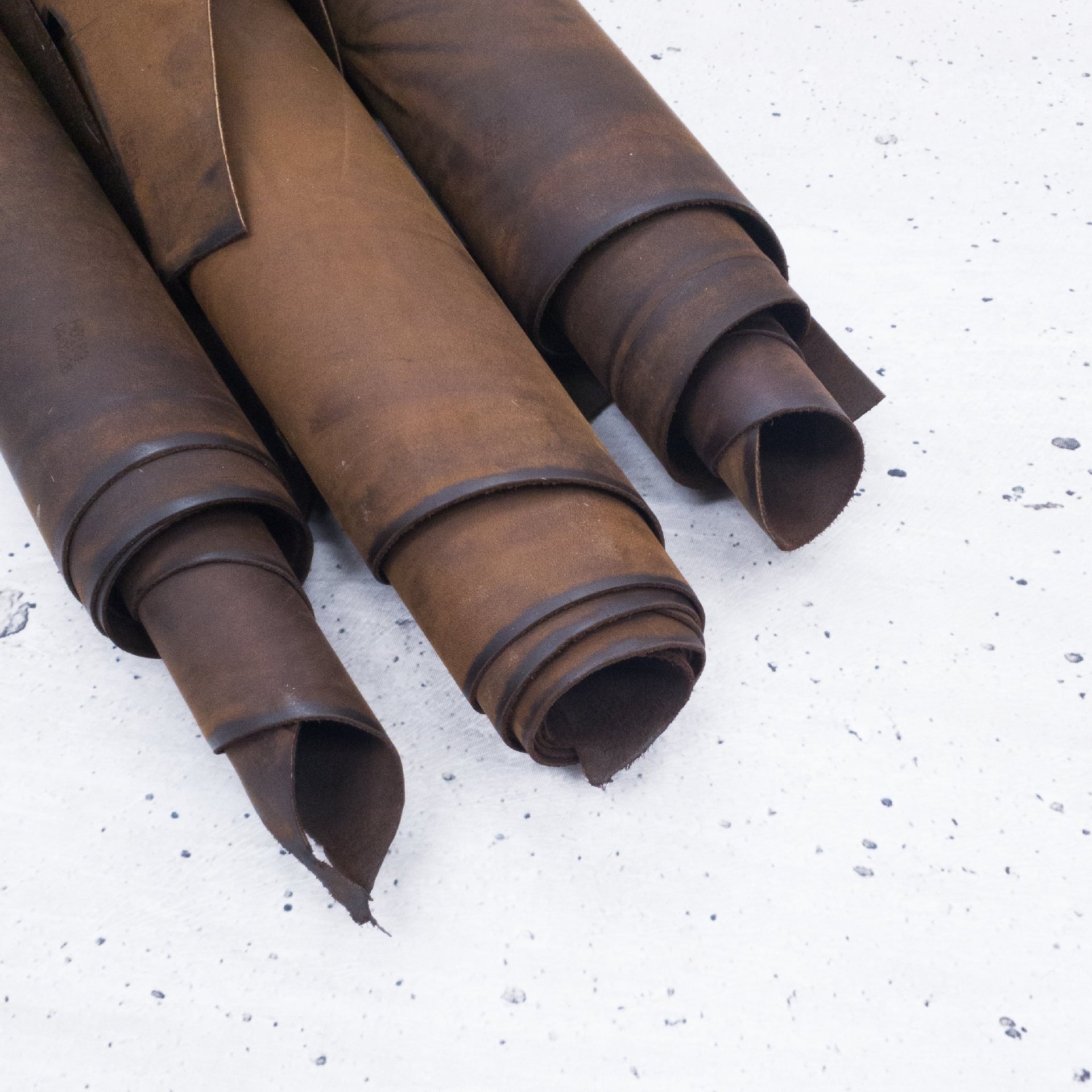 2 Sides Bundle Heavy Oiled, Dark Brown Oil Tan Bundle, | The Leather Guy
