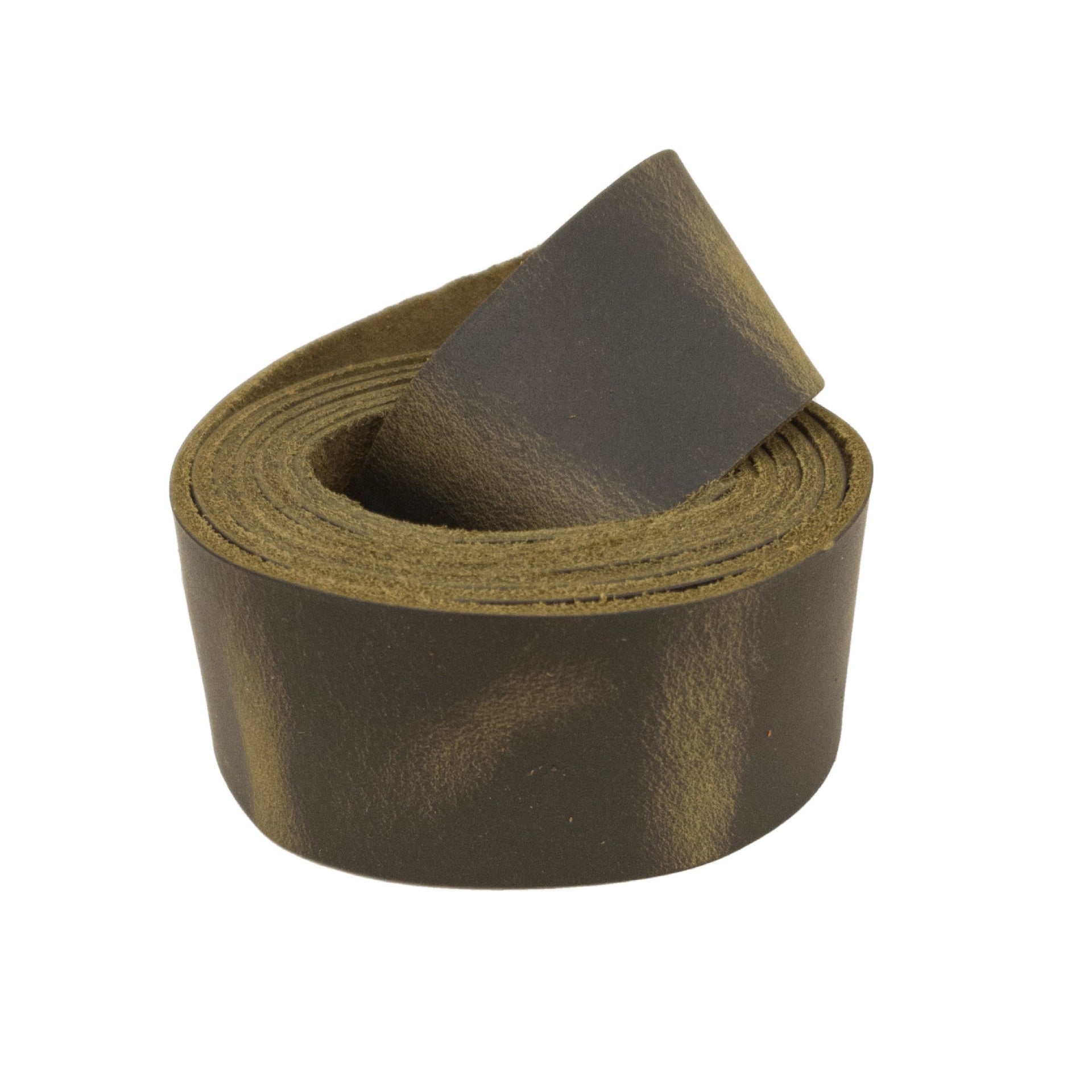 SB Foot Non-stock Leather 60" Strap, Various Colors 5-6/10-11 oz, Hillbilly (Olive) / 1 1/2" / 60" | The Leather Guy