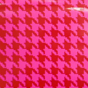 Spade Collection, Patent Cow Handbag Leather, Non-Stock Pre-Cuts, KS-Pretty in Pink Houndstooth (3-4 oz) / 4x6 | The Leather Guy