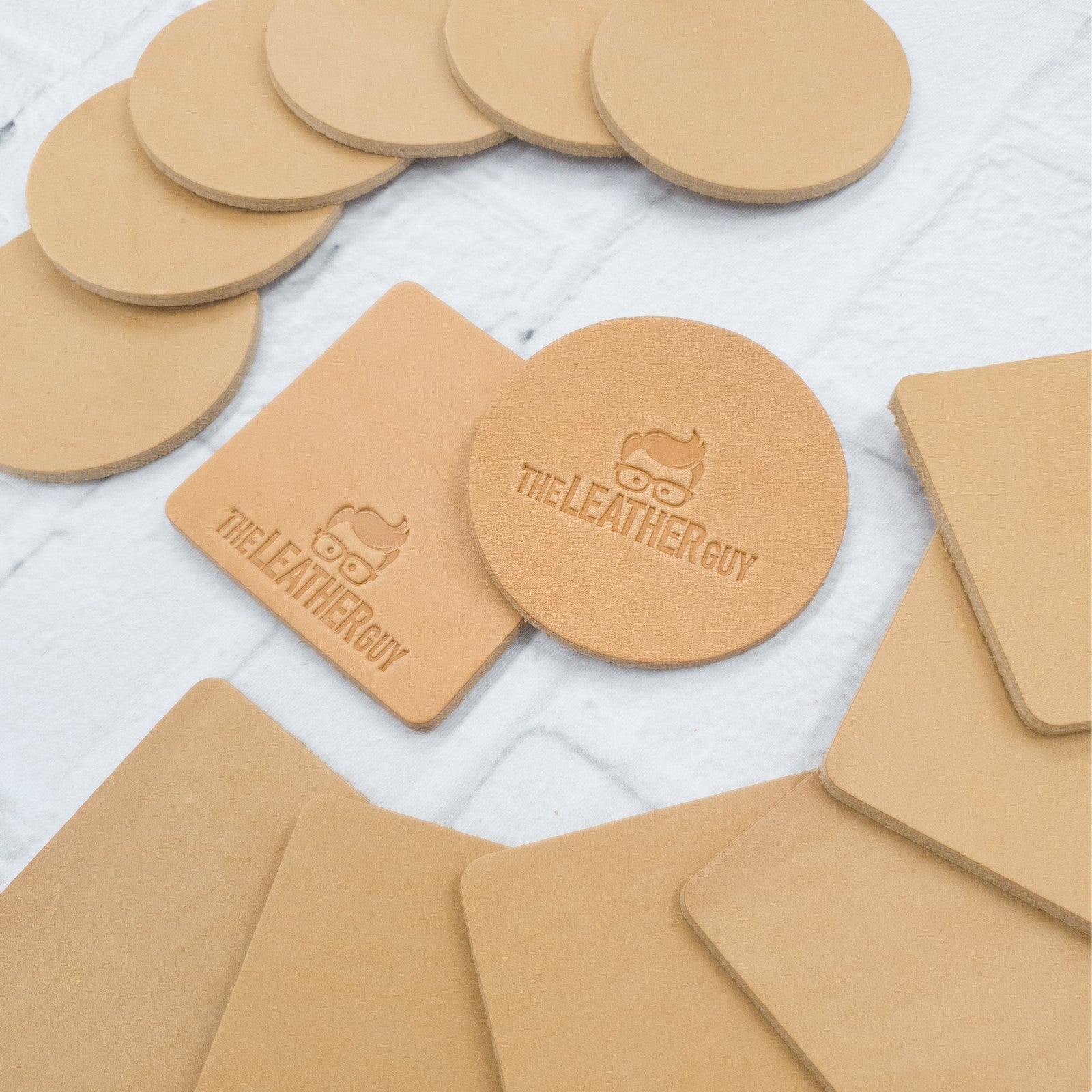 6 Pk Premium Coaster Set - Natural Veg Tan - Thumbnail 2