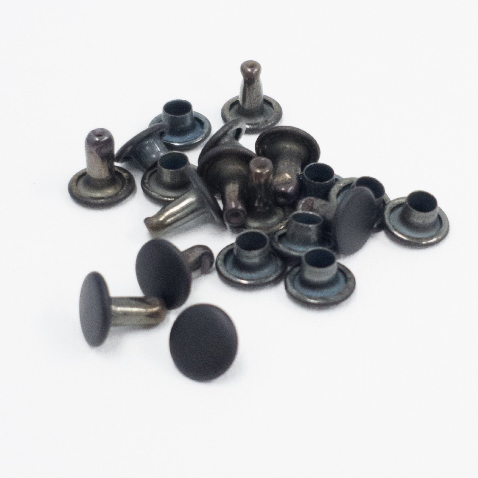 7 MM & 9 MM Double Cap Rivets 10 pk & 100 pk, 1/4 / Black / 10 pk | The Leather Guy