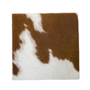 Bi Color Brown and Off White Hair on Cow Hide Pre-cuts, 12 x 12 | The Leather Guy
